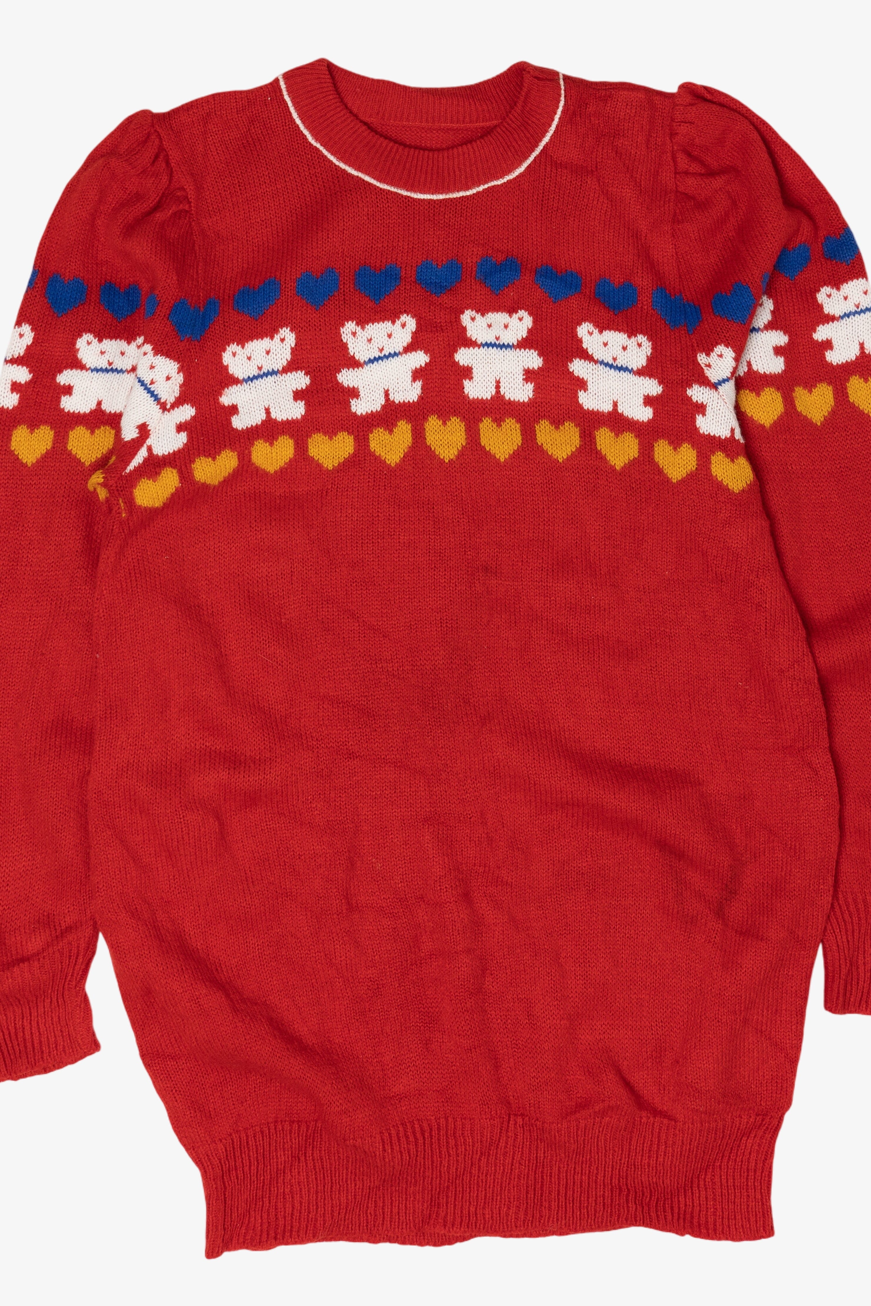 Vintage Red Bears And Hearts Sweater (1980s)