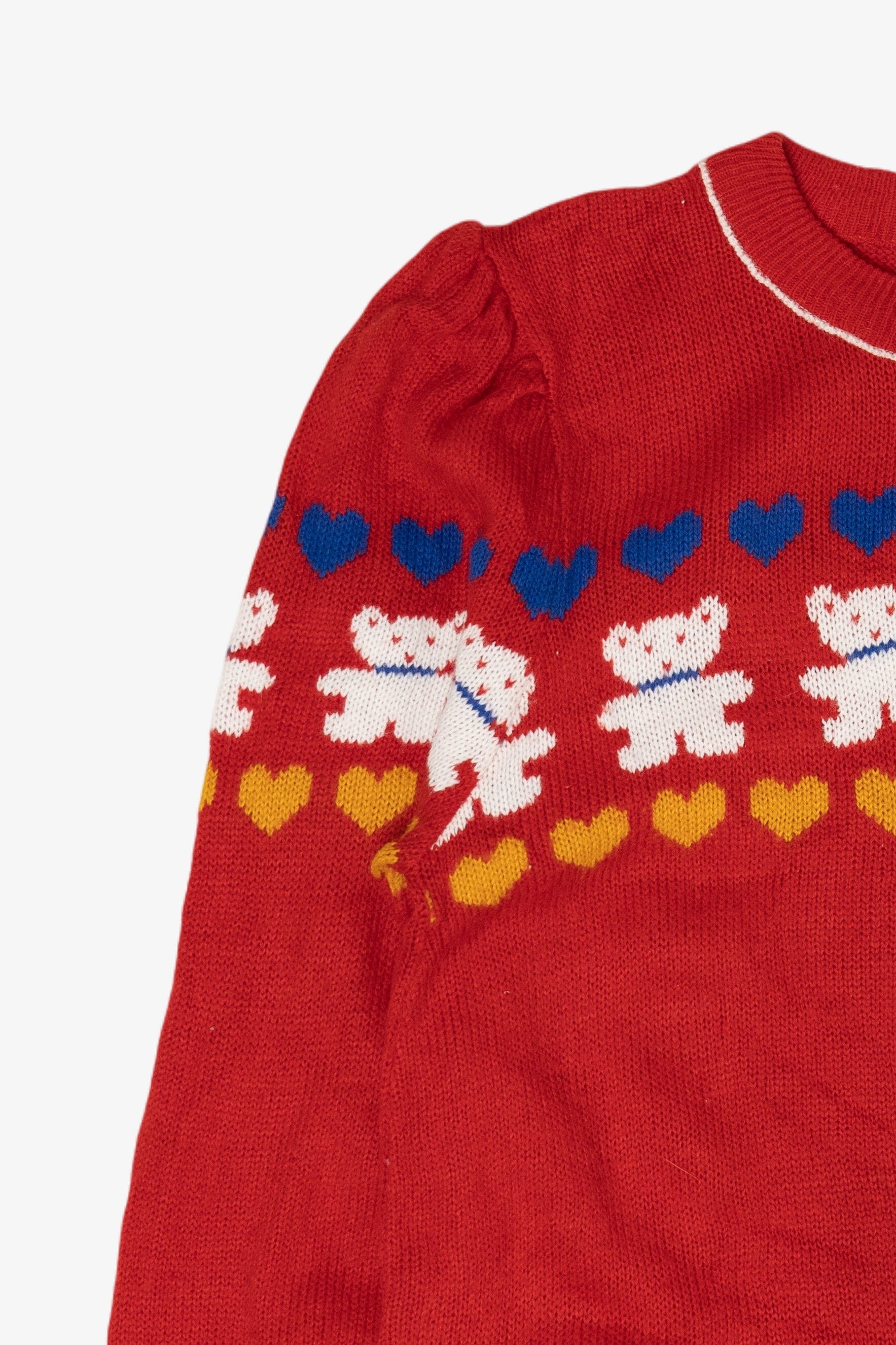 Vintage Red Bears And Hearts Sweater (1980s)