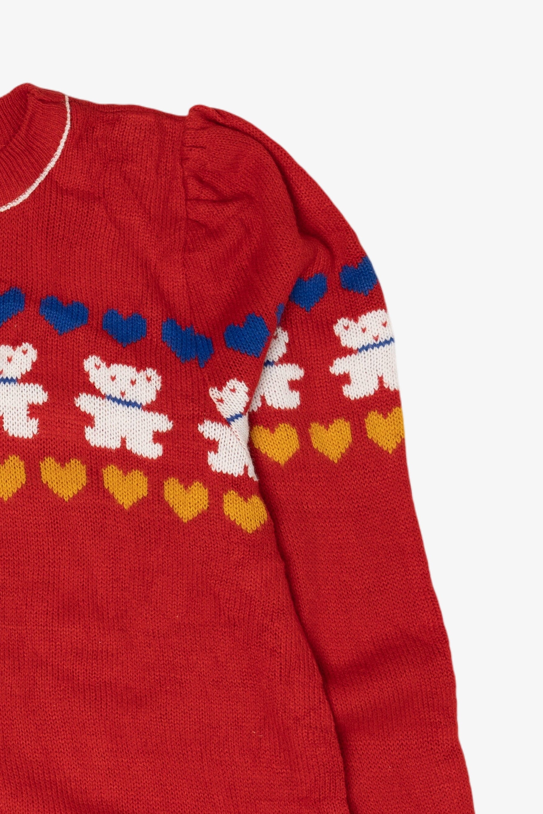 Vintage Red Bears And Hearts Sweater (1980s)