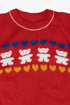 Vintage Red Bears And Hearts Sweater (1980s)