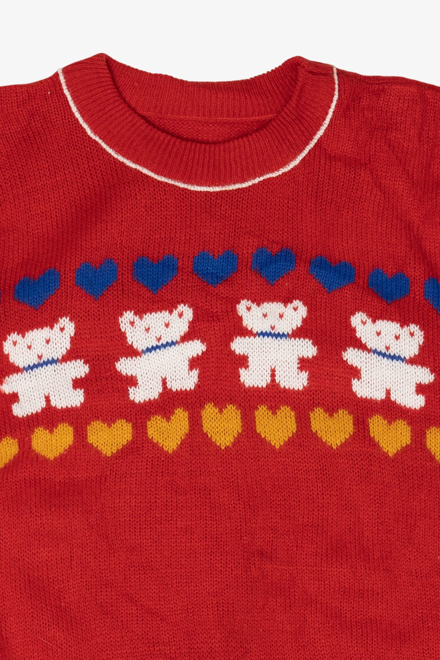 Vintage Red Bears And Hearts Sweater (1980s)