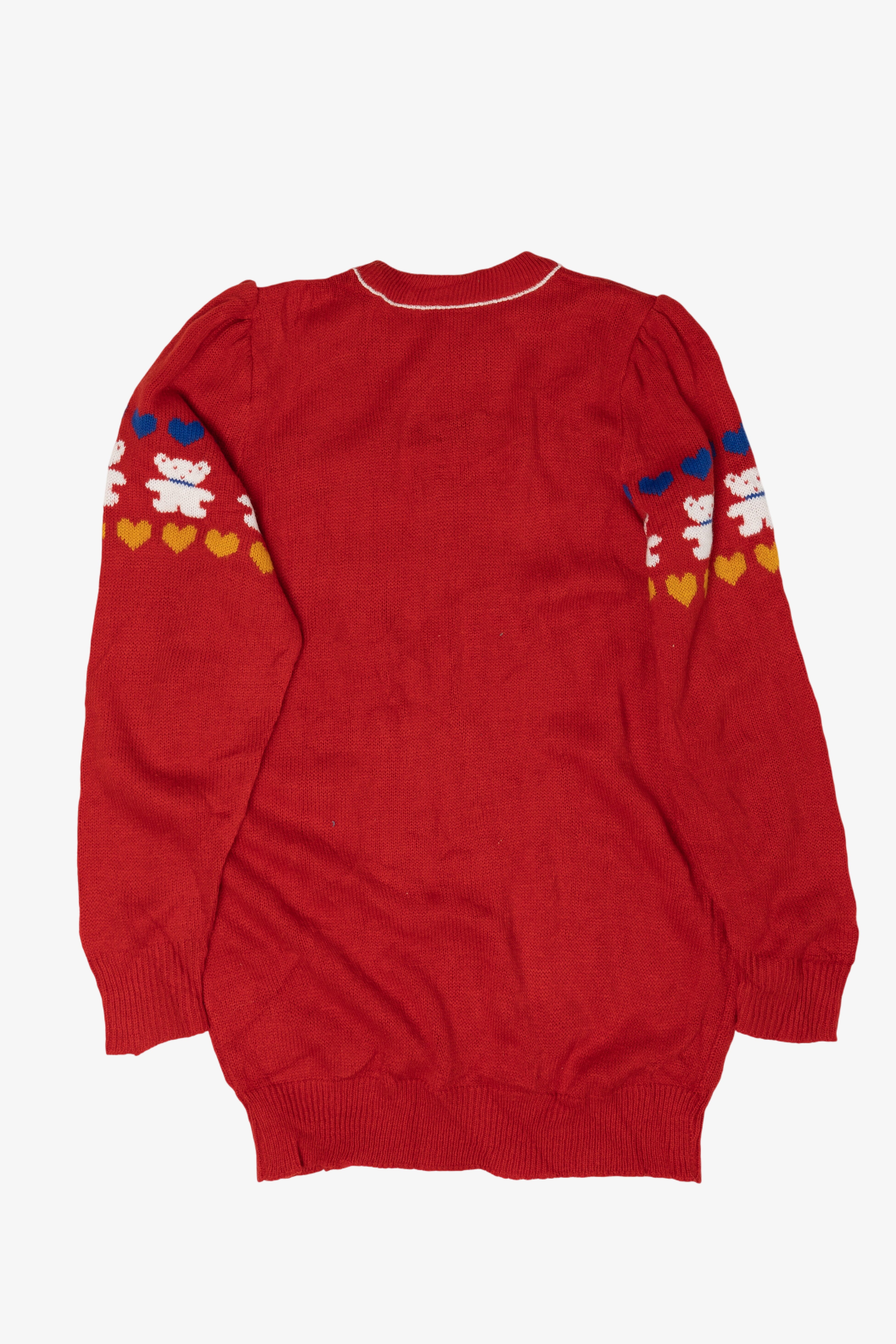 Vintage Red Bears And Hearts Sweater (1980s)