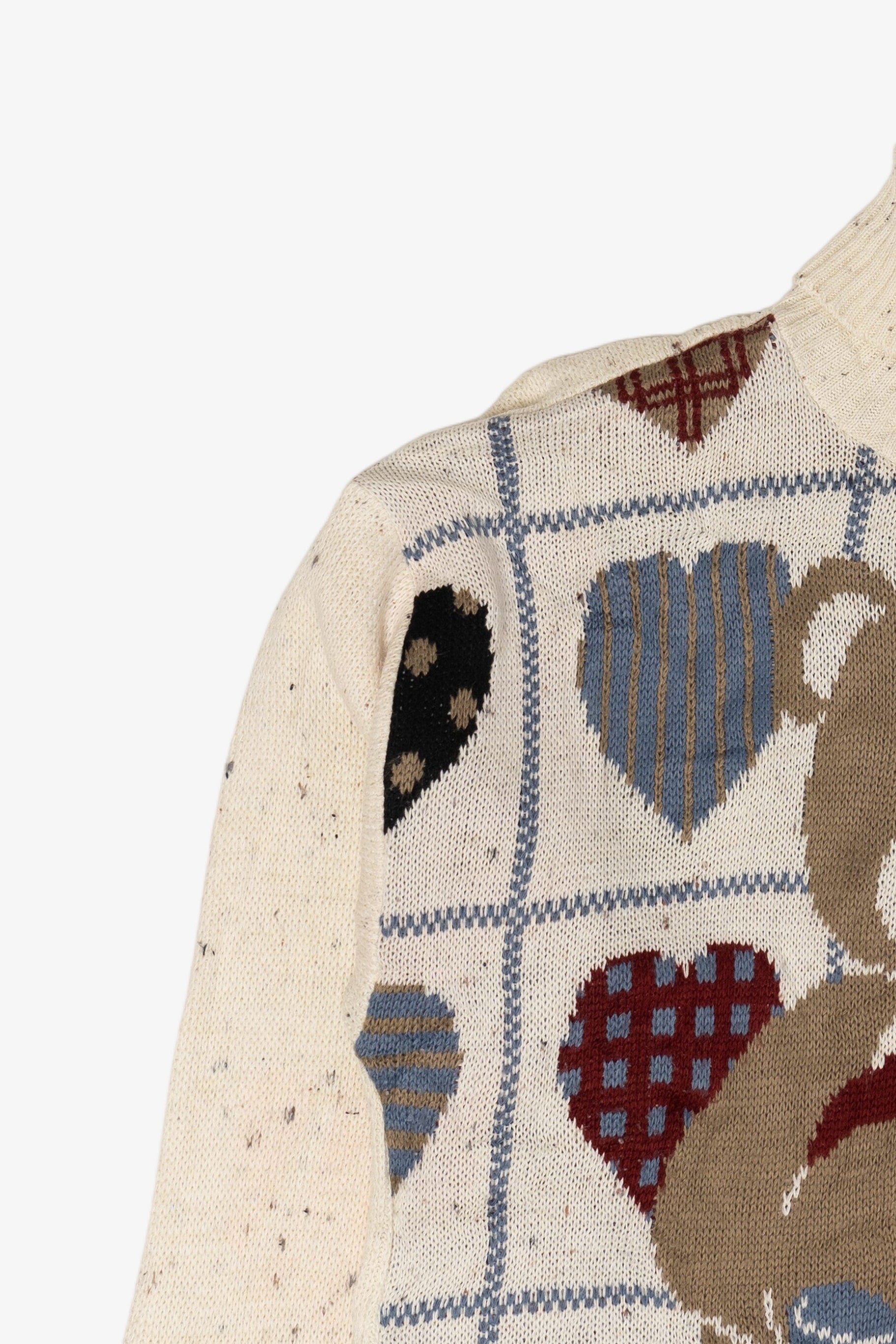 Vintage Bear Hearts Mixed Fibres Sweater (1990s)