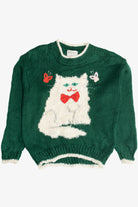 Vintage Cat With Butterflies Heidi Hand Knit Sweater (1980s)