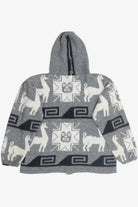 Vintage Hand Knit Alpaca Design Button Up Hoodie (2000s)