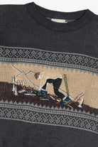 Vintage Hiking Scene Embroidered Henry Morell Sweater (1990s)