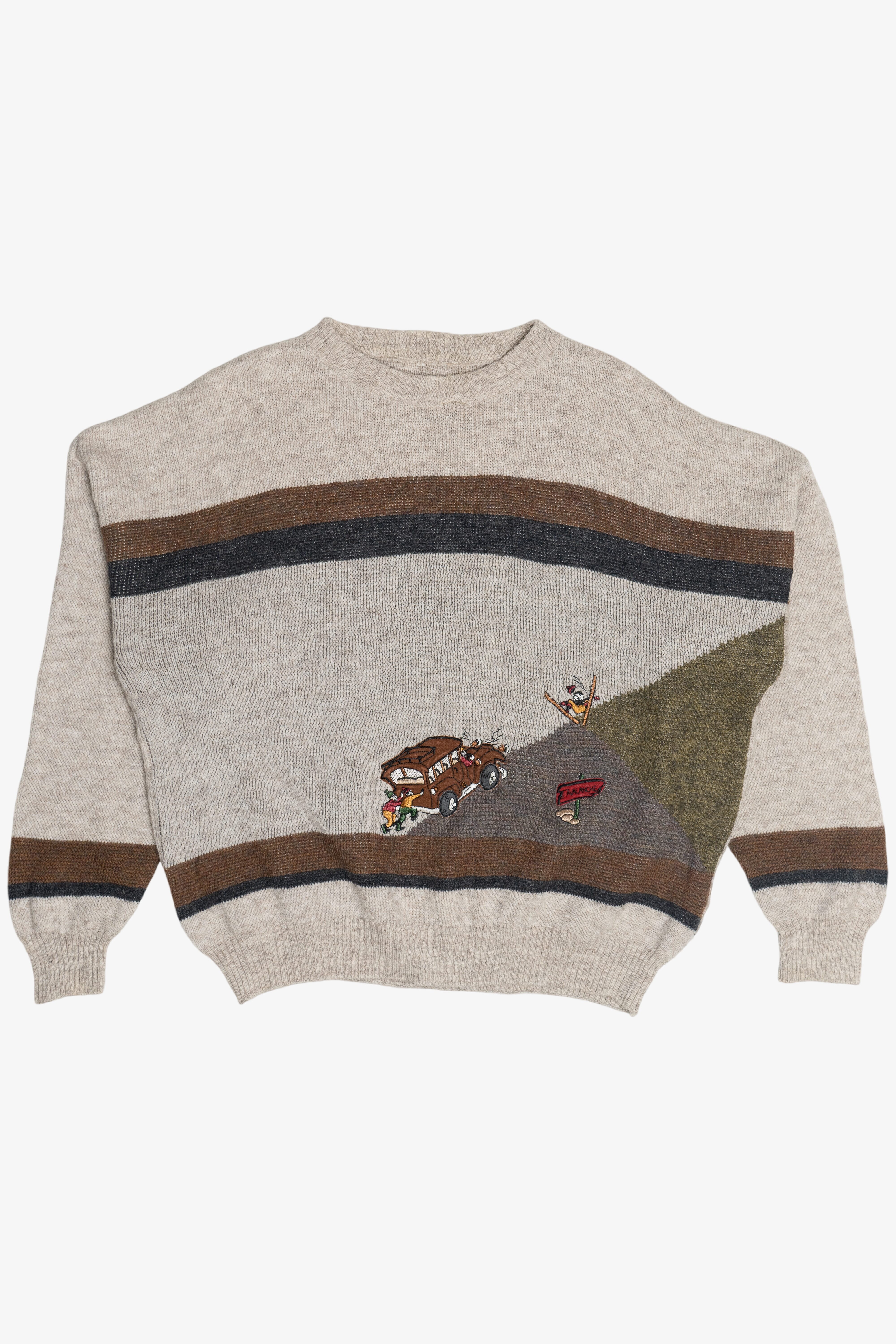 Vintage "Avalanche" Silly Scene Embroidered Sweater (1990s)