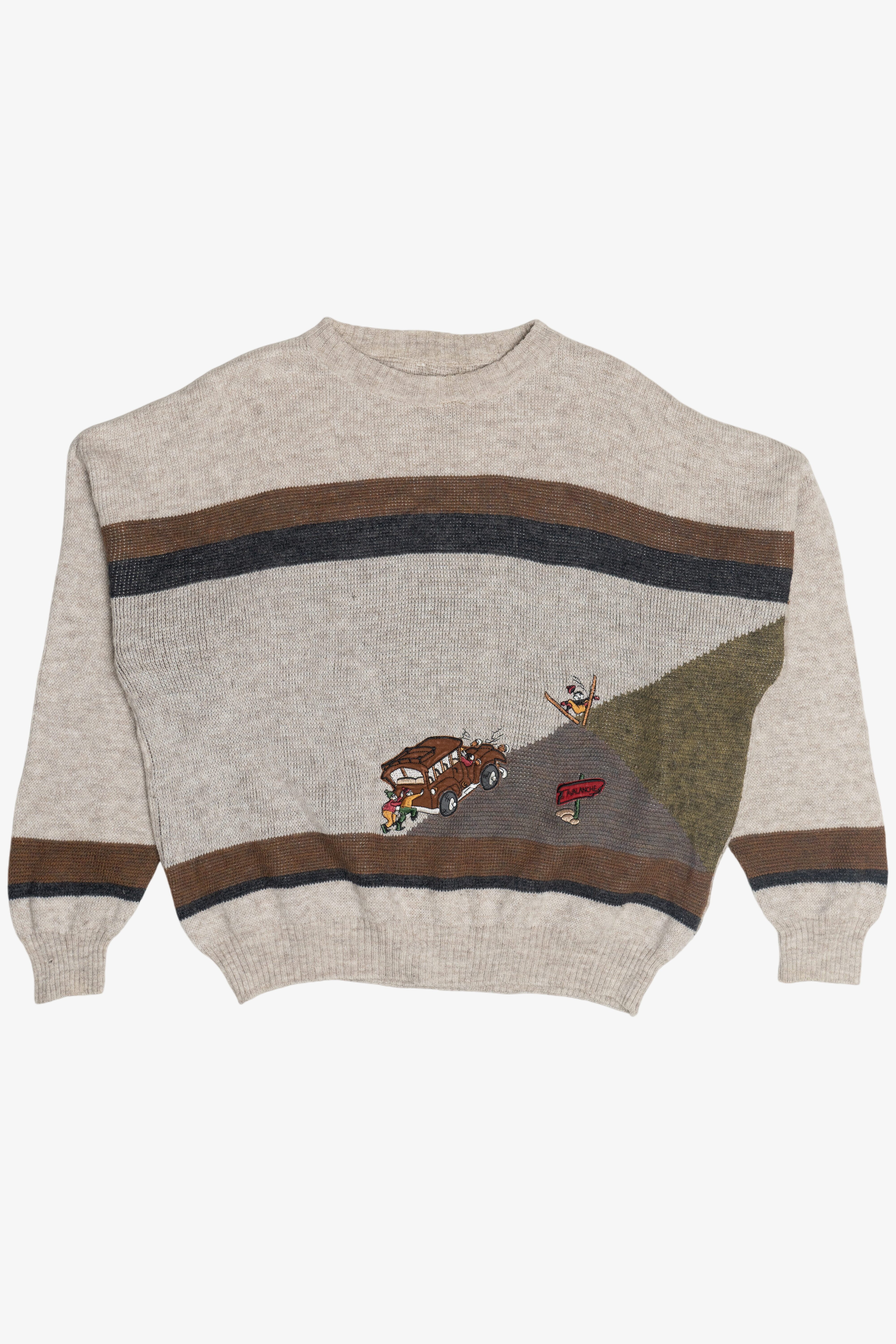 Vintage "Avalanche" Silly Scene Embroidered Sweater (1990s)