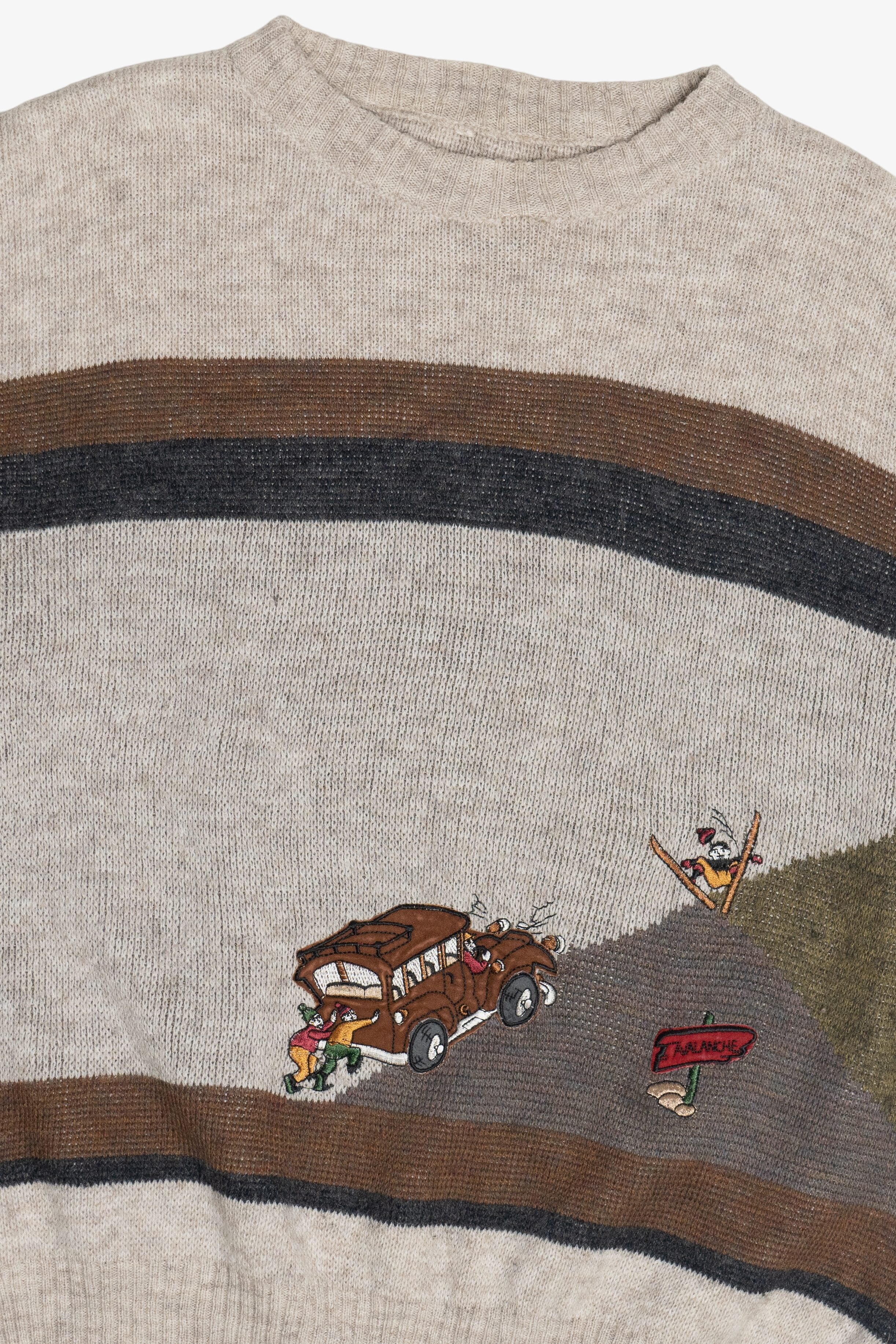 Vintage "Avalanche" Silly Scene Embroidered Sweater (1990s)