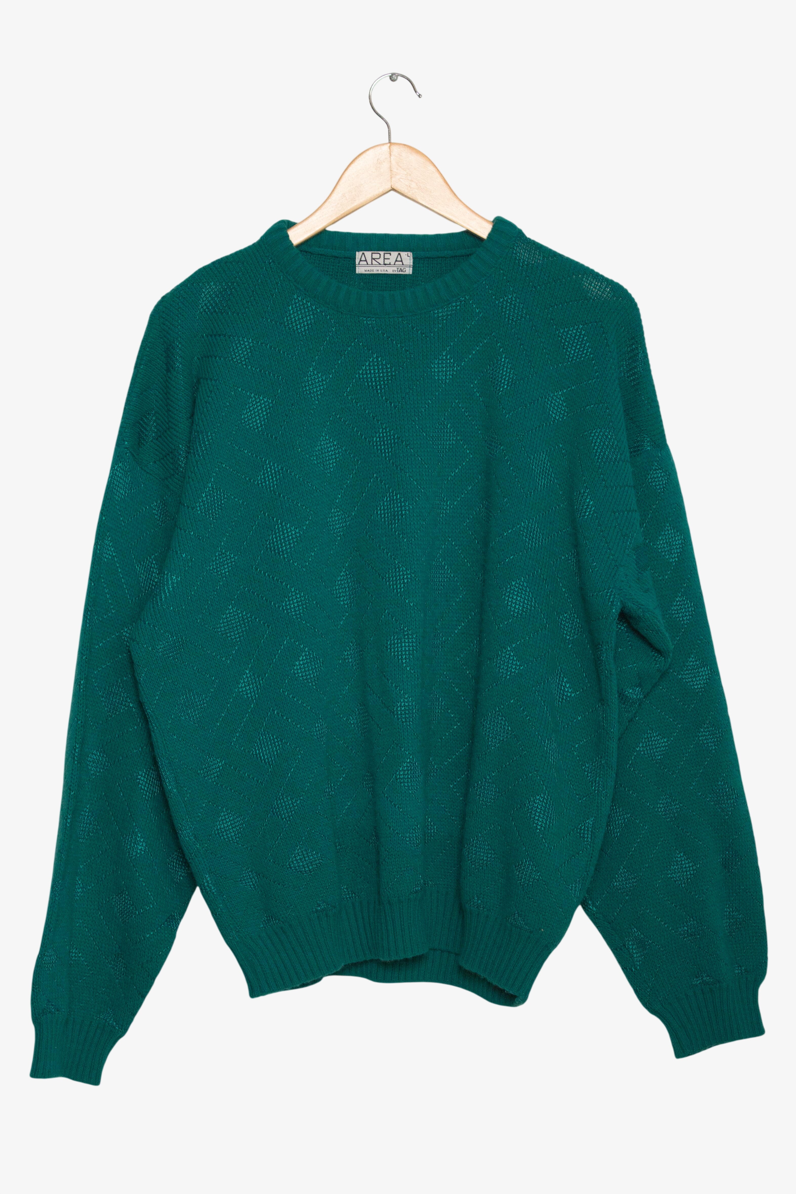 Vintage Green Area By Tag Sweater (1980s)