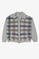 Gray Plaid Bramante Full Zip Sweater (2010s)