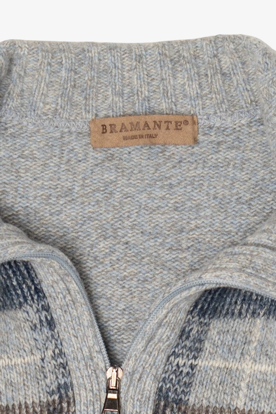 Gray Plaid Bramante Full Zip Sweater (2010s)