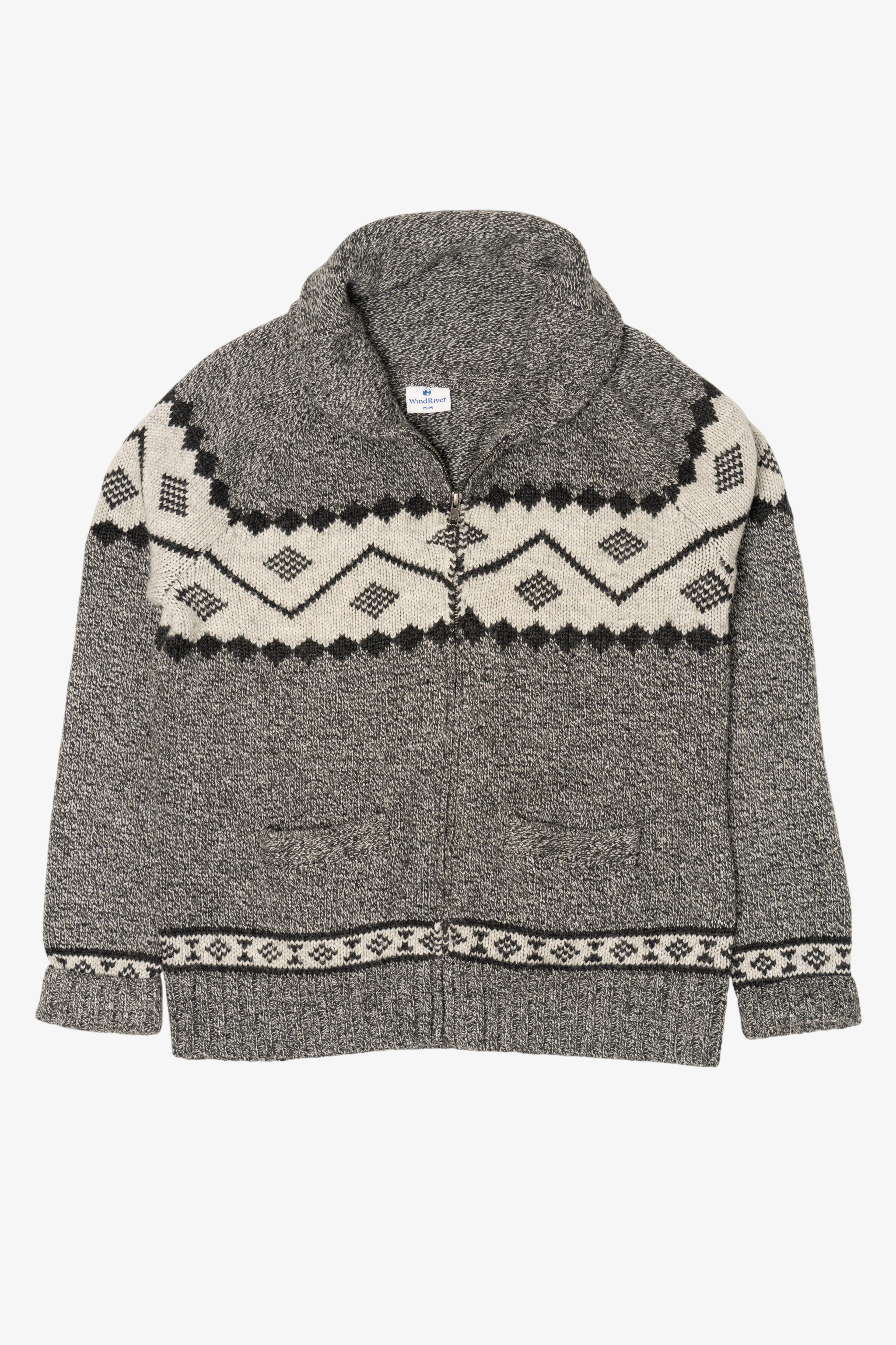 Gray Wind River Full Zip Sweater (2010s)