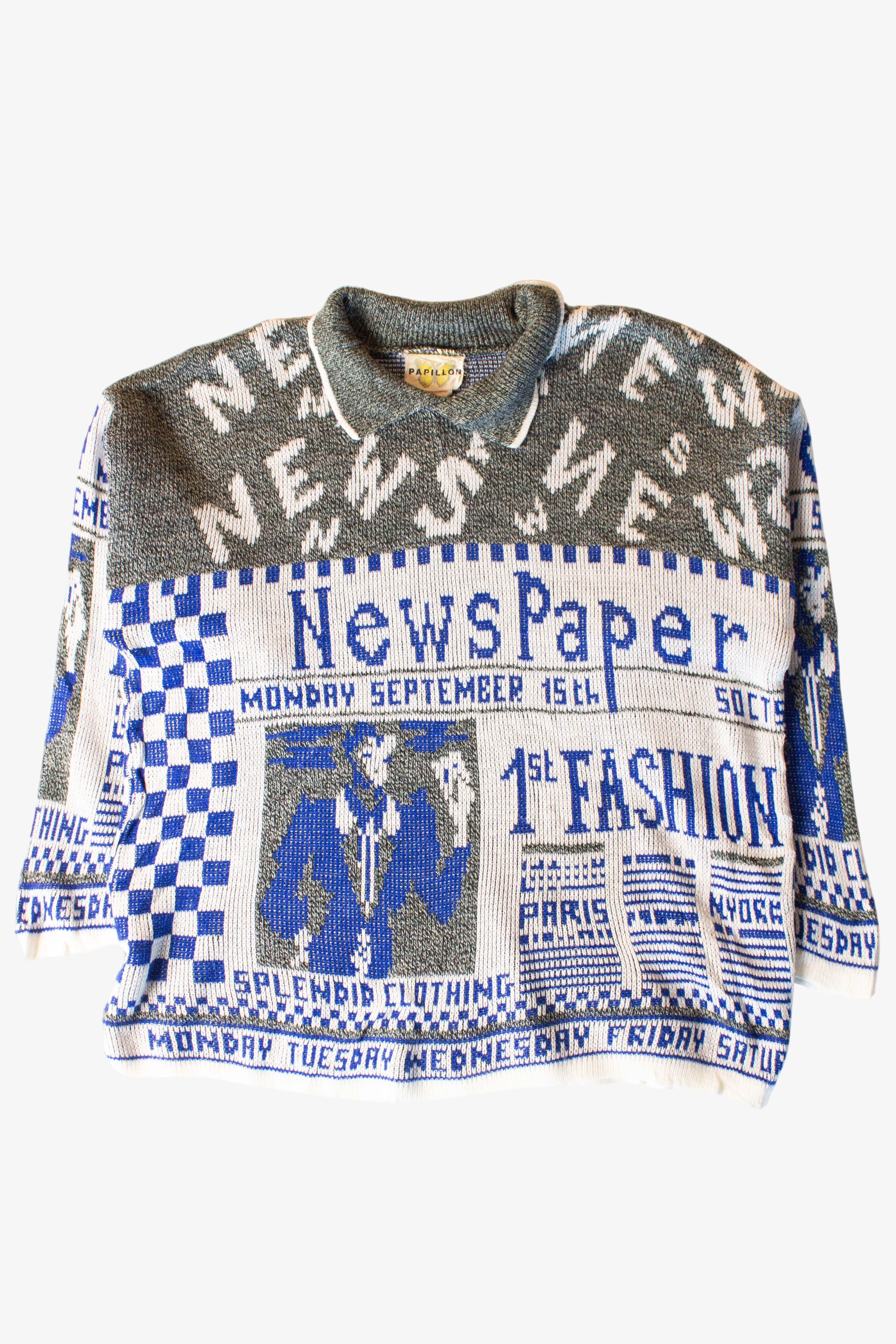 Vintage 1st Fashion Newspaper Sweater (1980s)