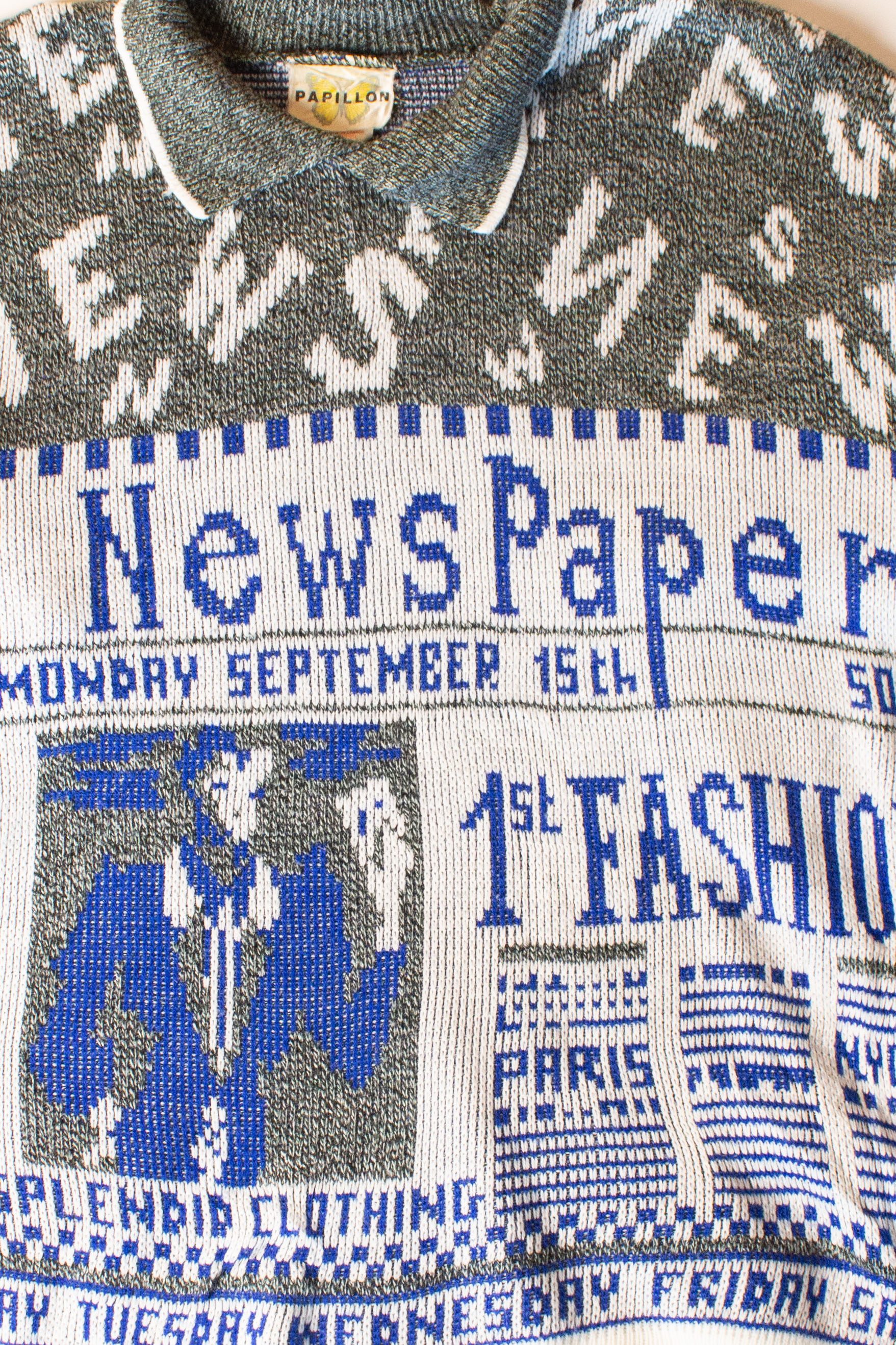 Vintage 1st Fashion Newspaper Sweater (1980s)