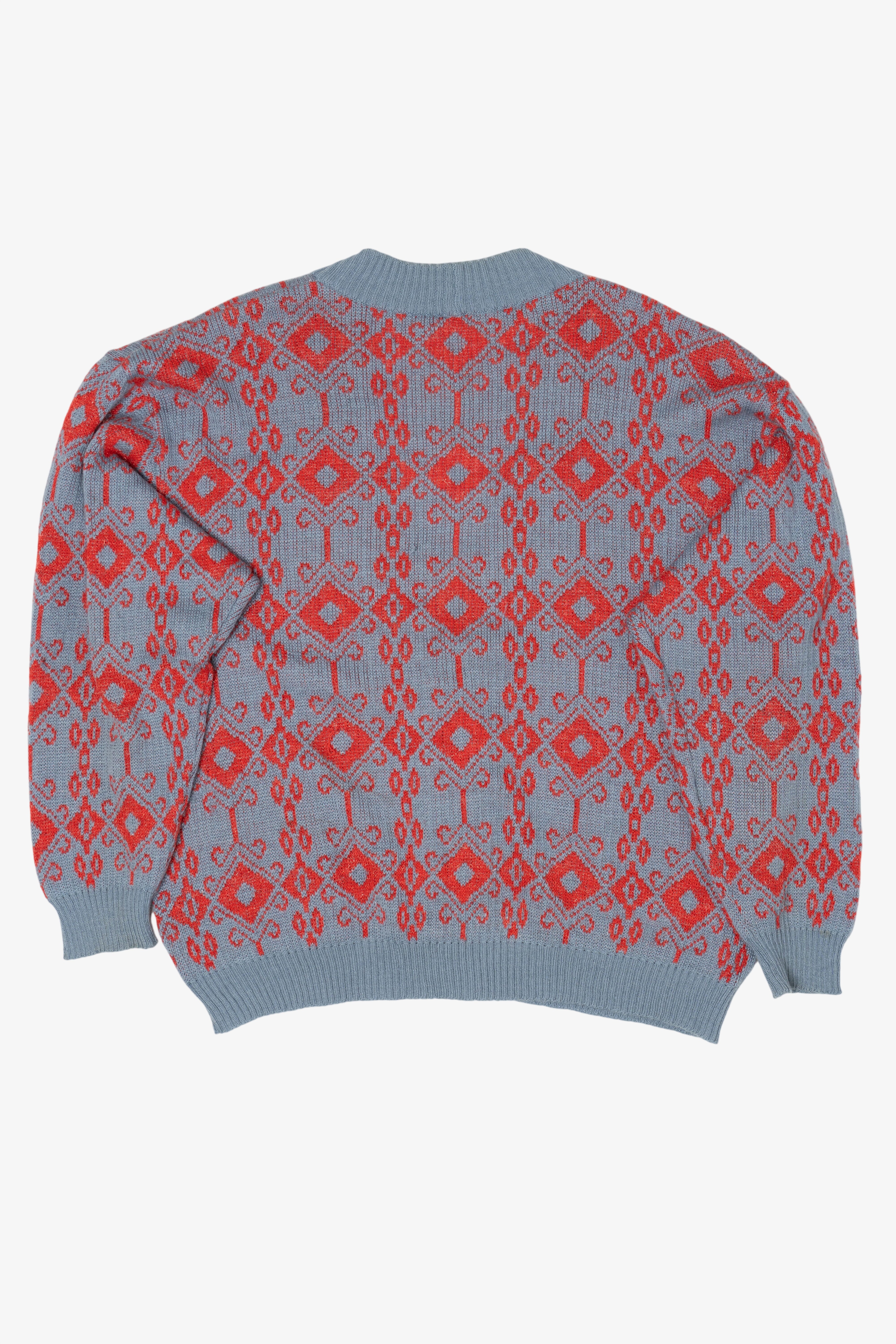 Vintage Red And Blue 80s Cardigan Sweater (1980s)