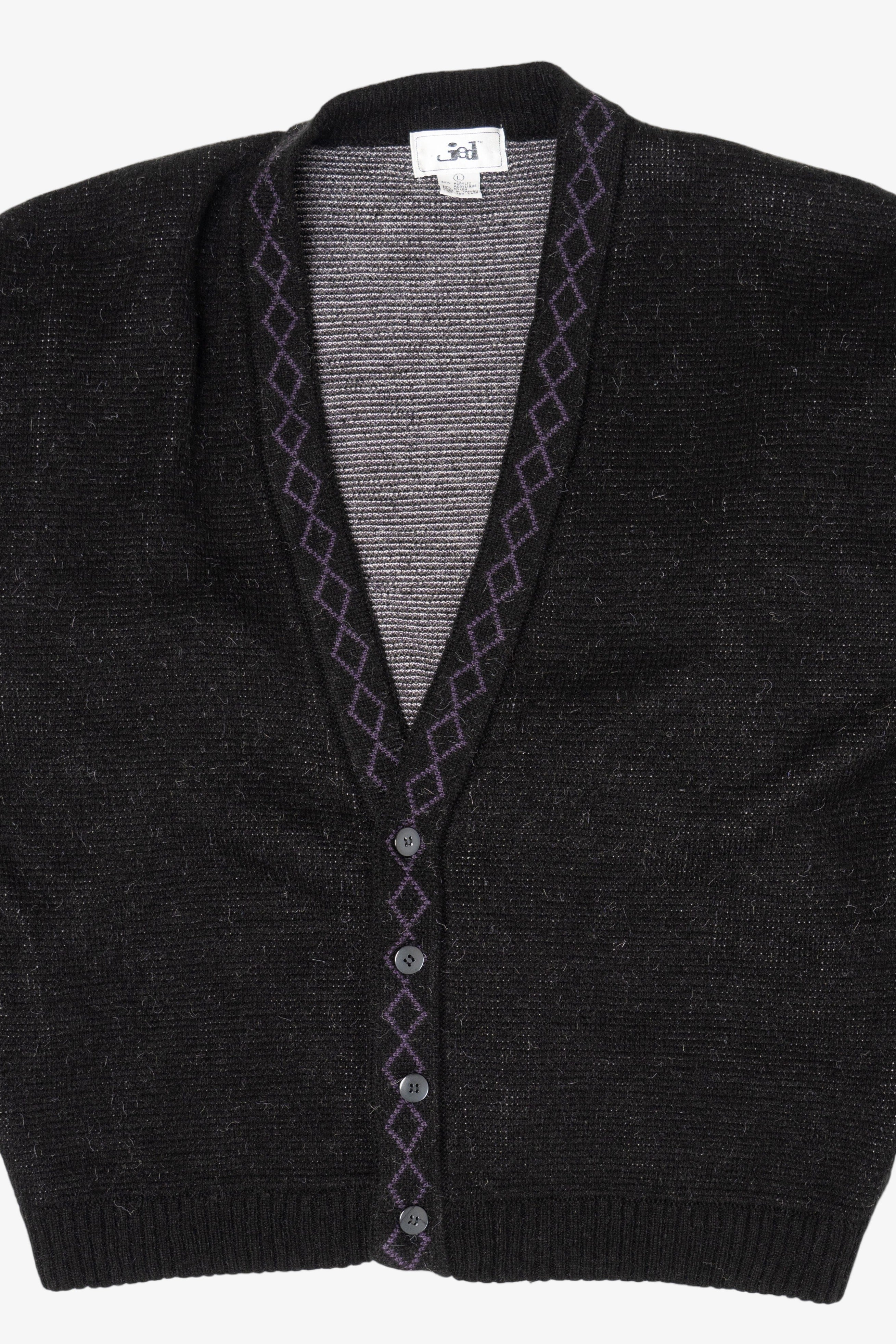 Vintage Dark Gray And Purple Jed Cardigan Sweater (1980s) – Ragstock