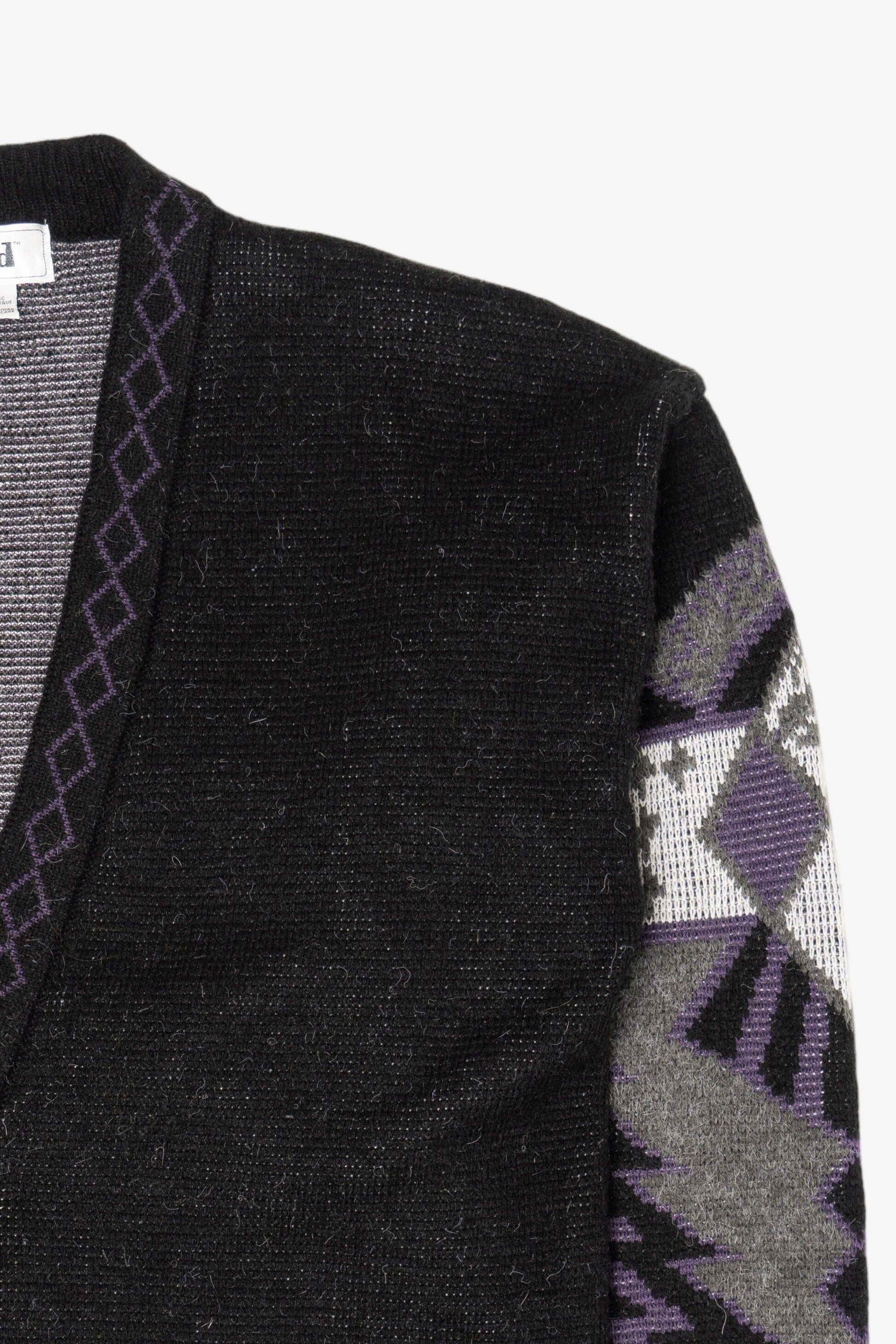 Vintage Dark Gray And Purple Jed Cardigan Sweater (1980s)