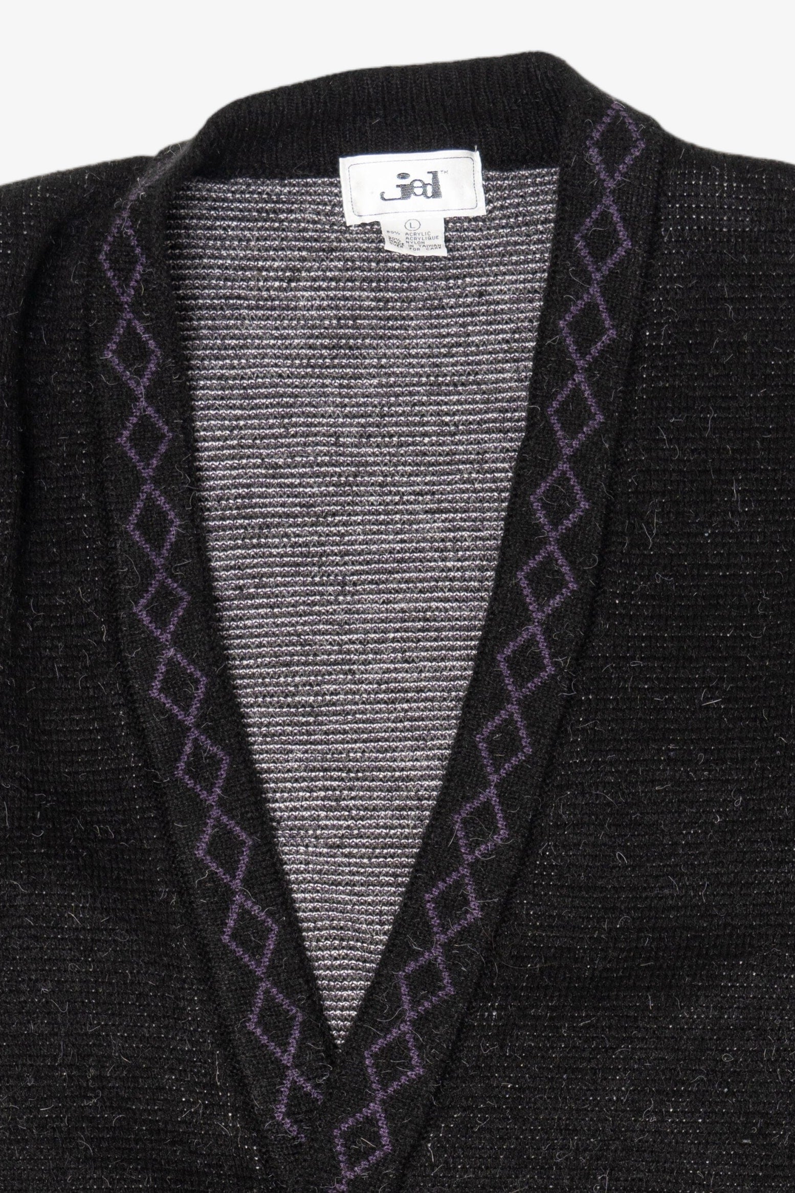 Vintage Dark Gray And Purple Jed Cardigan Sweater (1980s)
