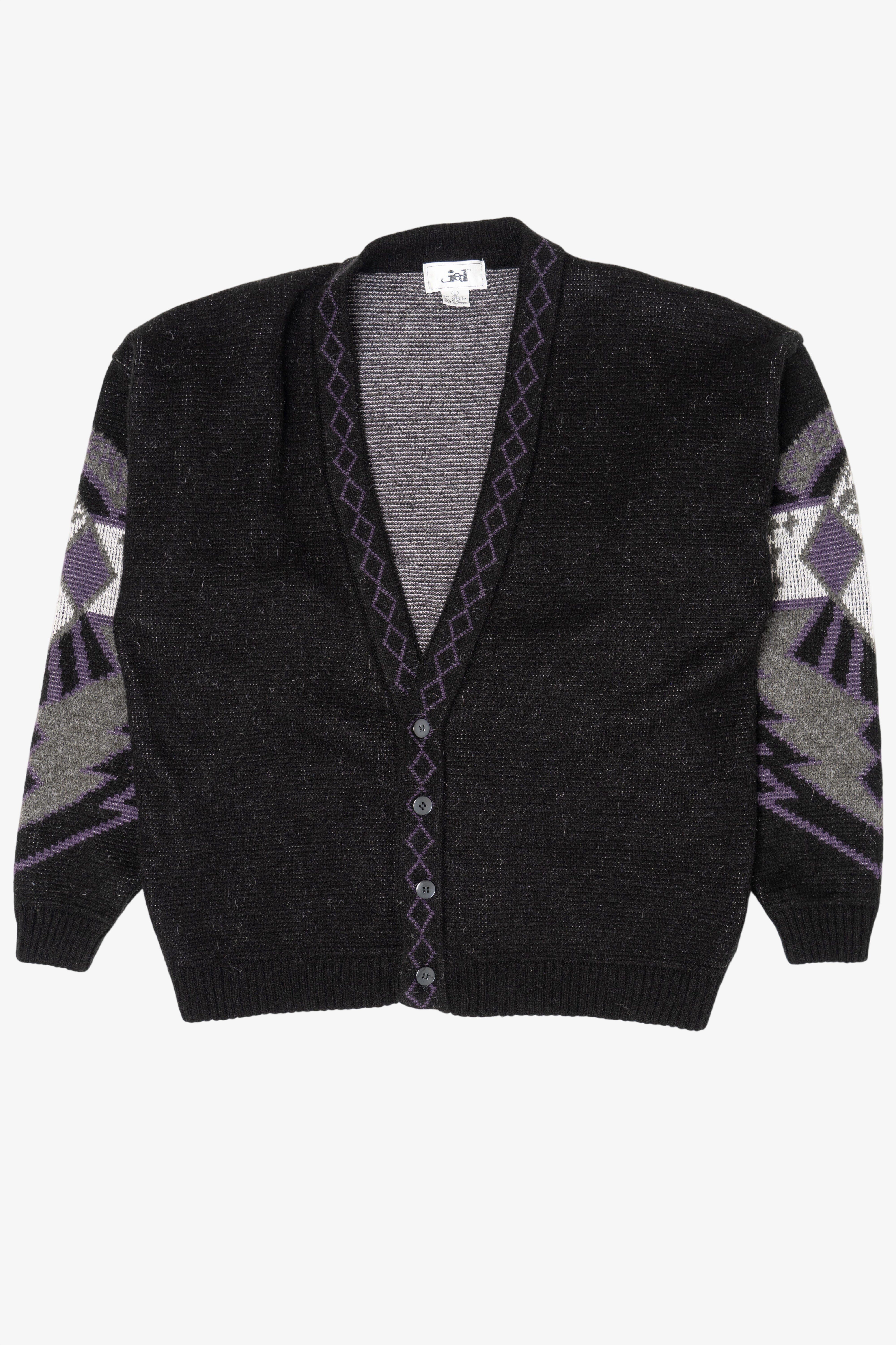 Vintage Dark Gray And Purple Jed Cardigan Sweater (1980s) – Ragstock