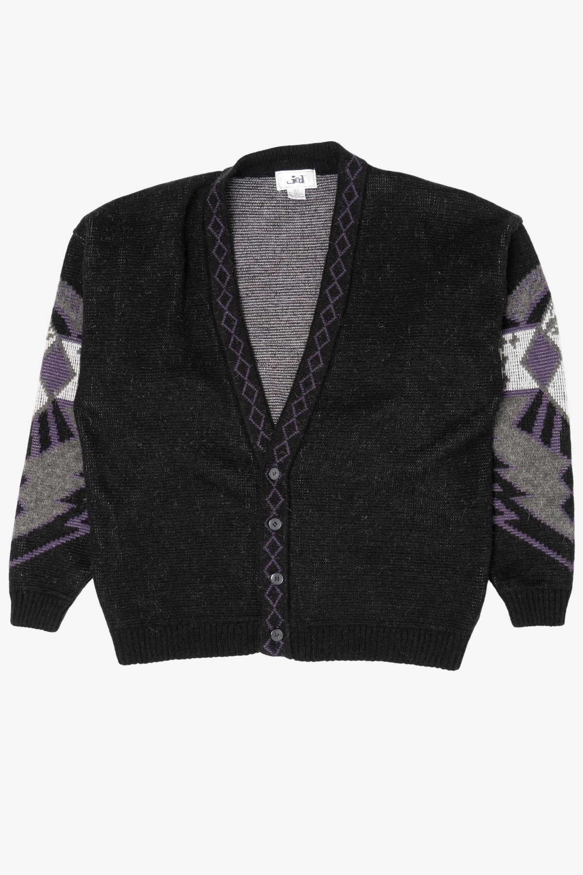 Vintage Dark Gray And Purple Jed Cardigan Sweater (1980s) – Ragstock