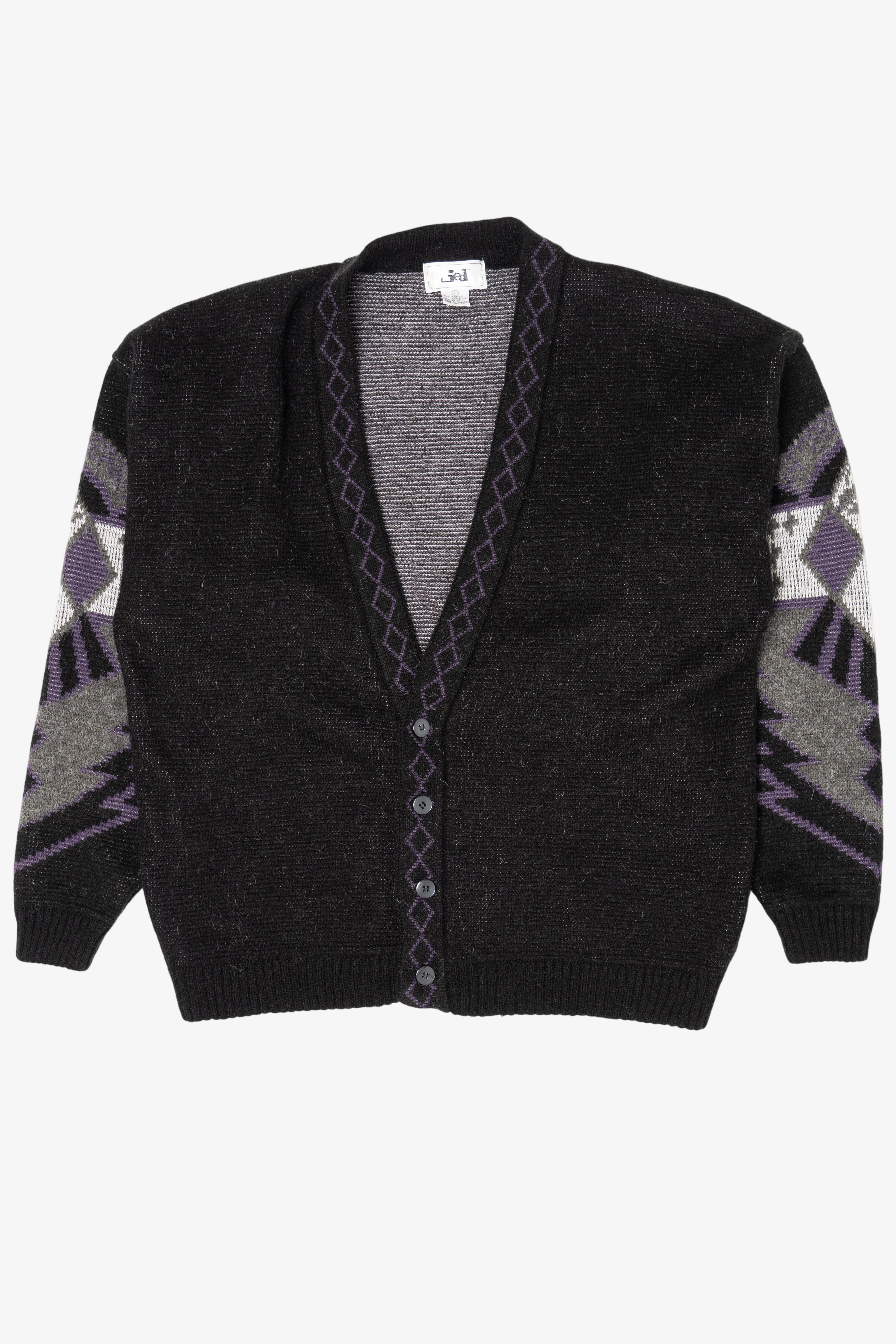 Vintage Dark Gray And Purple Jed Cardigan Sweater (1980s)
