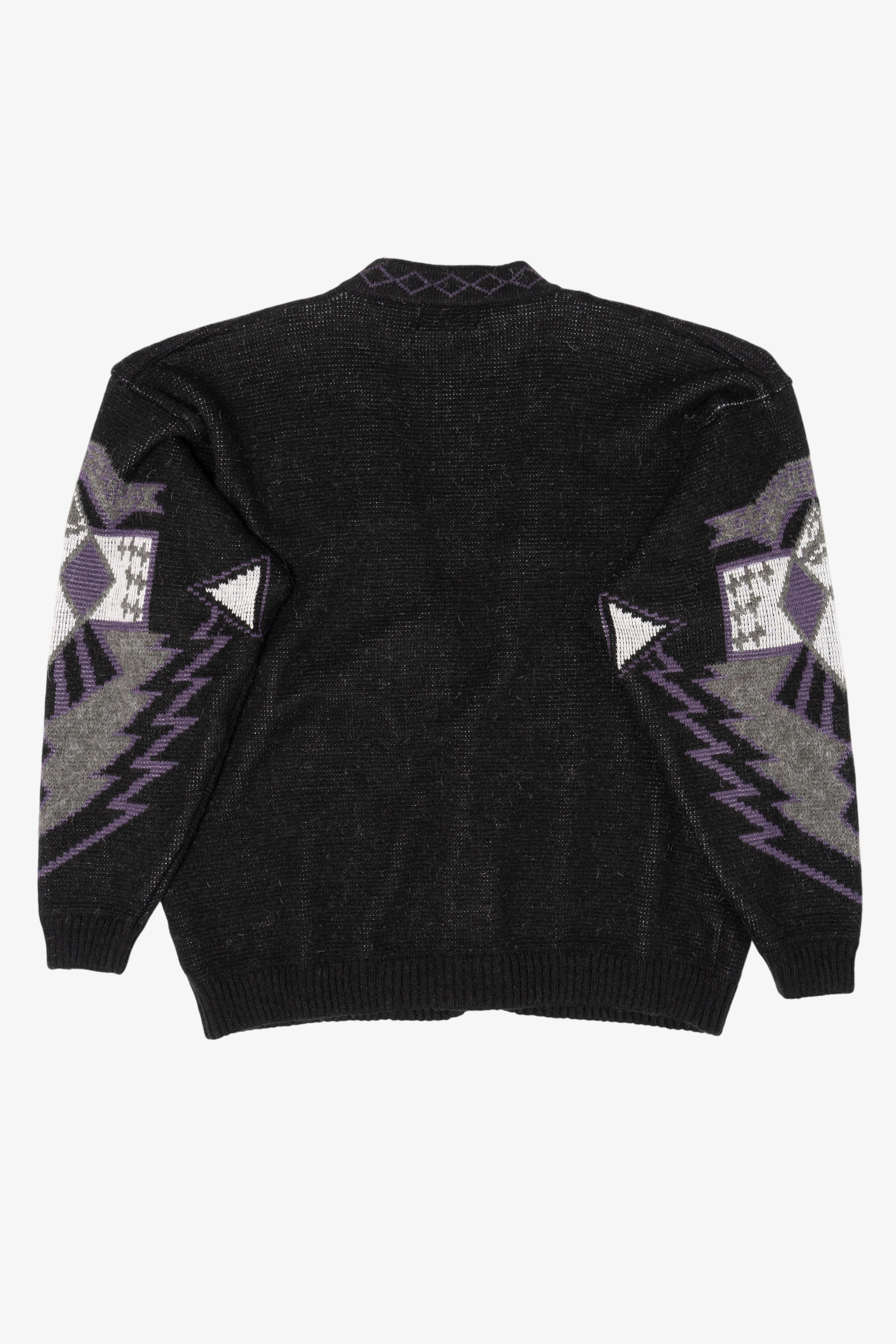 Vintage Dark Gray And Purple Jed Cardigan Sweater (1980s)