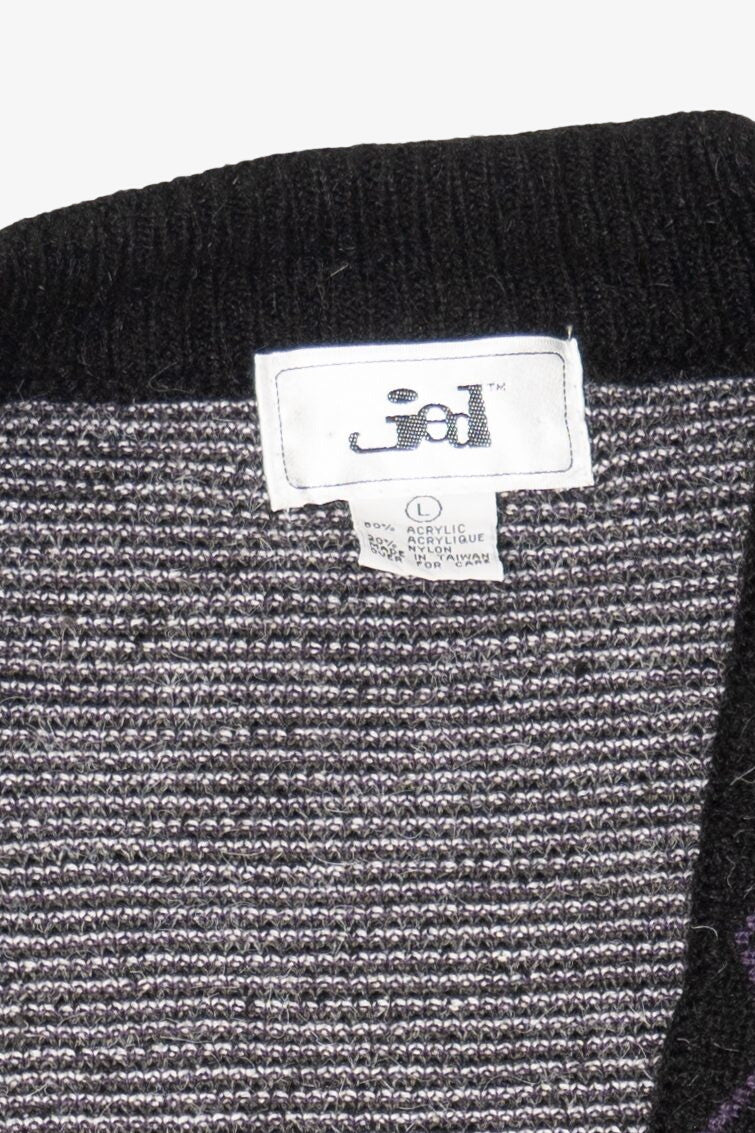 Vintage Dark Gray And Purple Jed Cardigan Sweater (1980s)