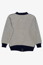 Vintage Gray And Navy Blue Bellisimo Zip Up Sweater (1990s)