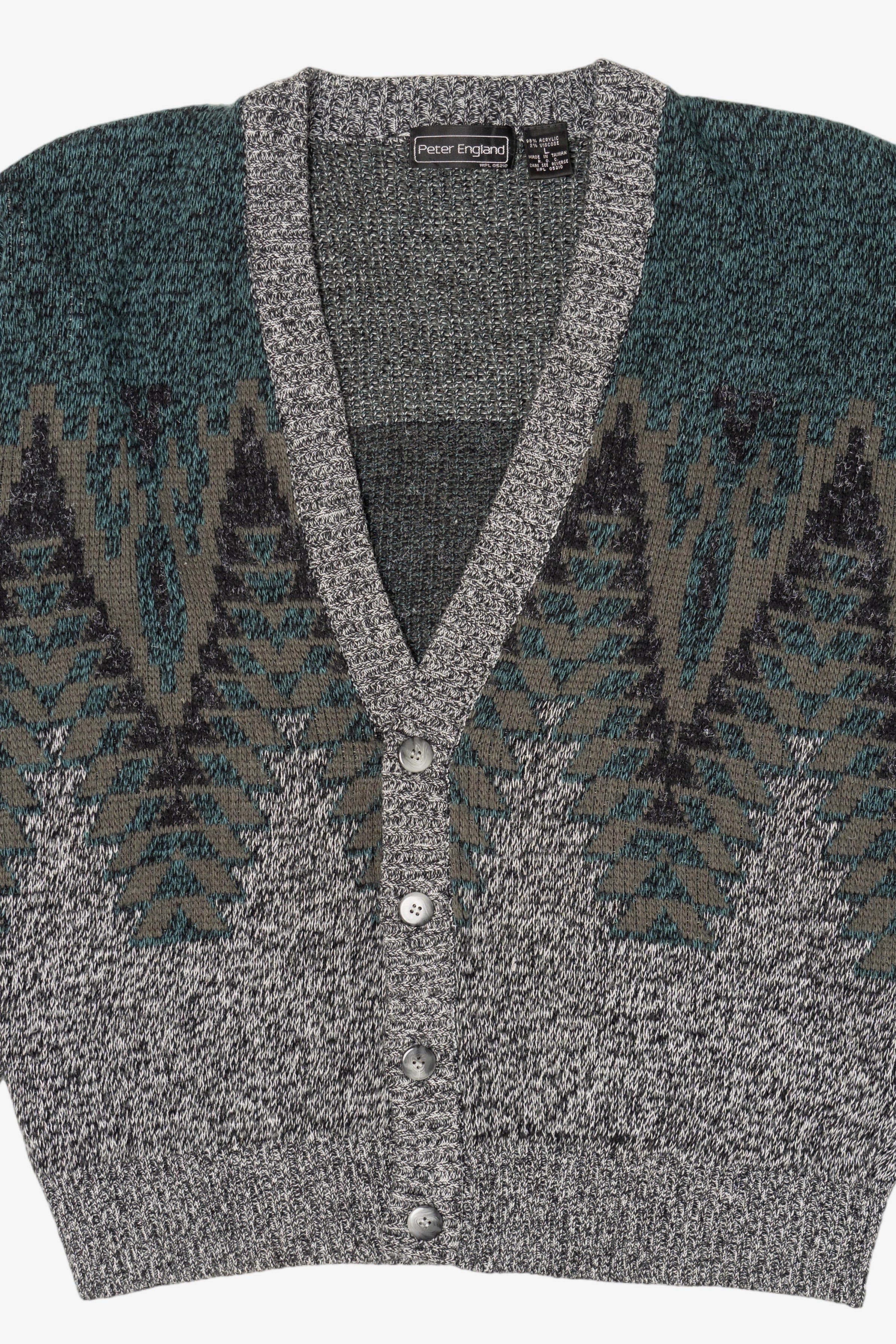 Vintage Gray Peter England Cardigan Sweater (1980s)