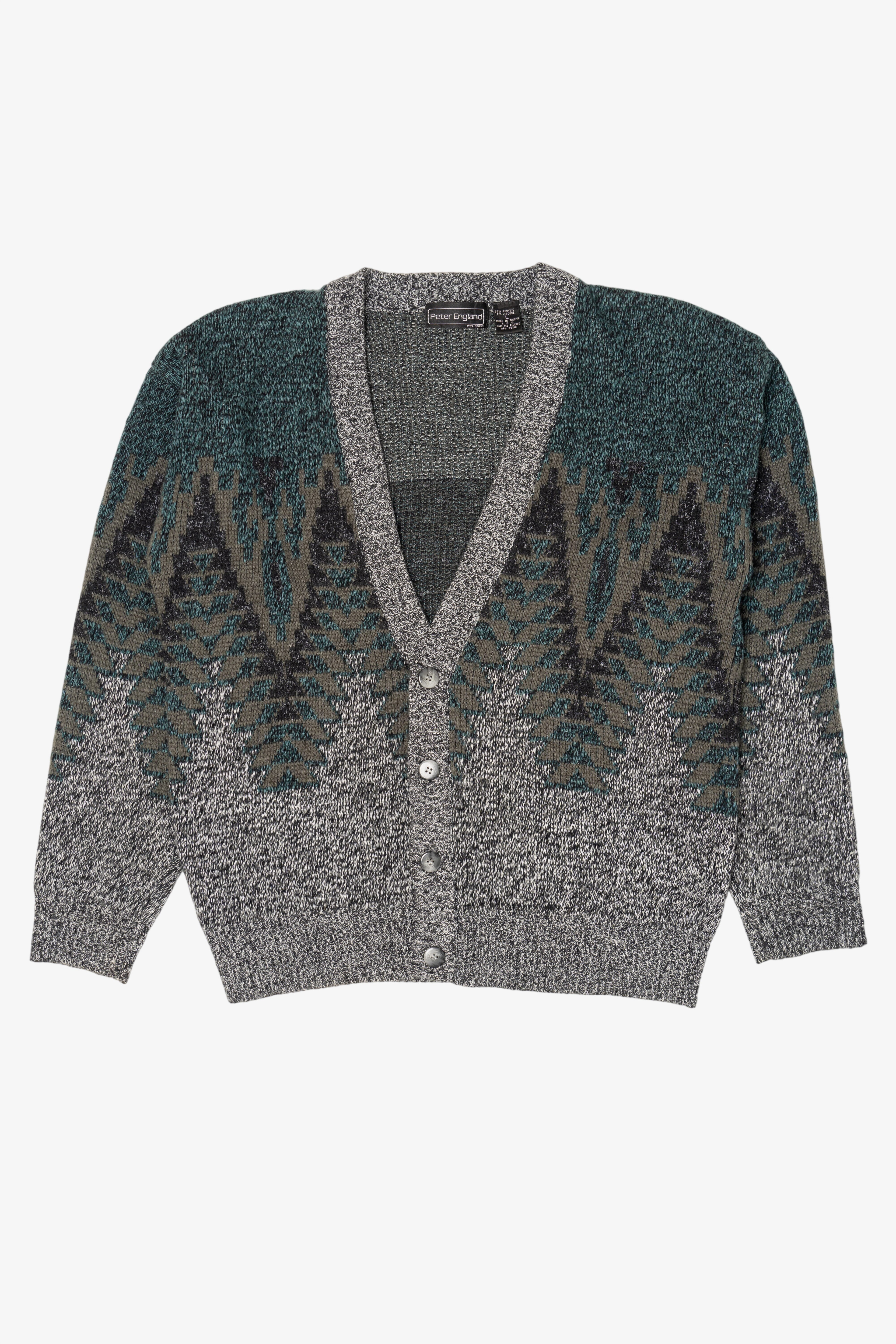 Vintage Gray Peter England Cardigan Sweater (1980s)