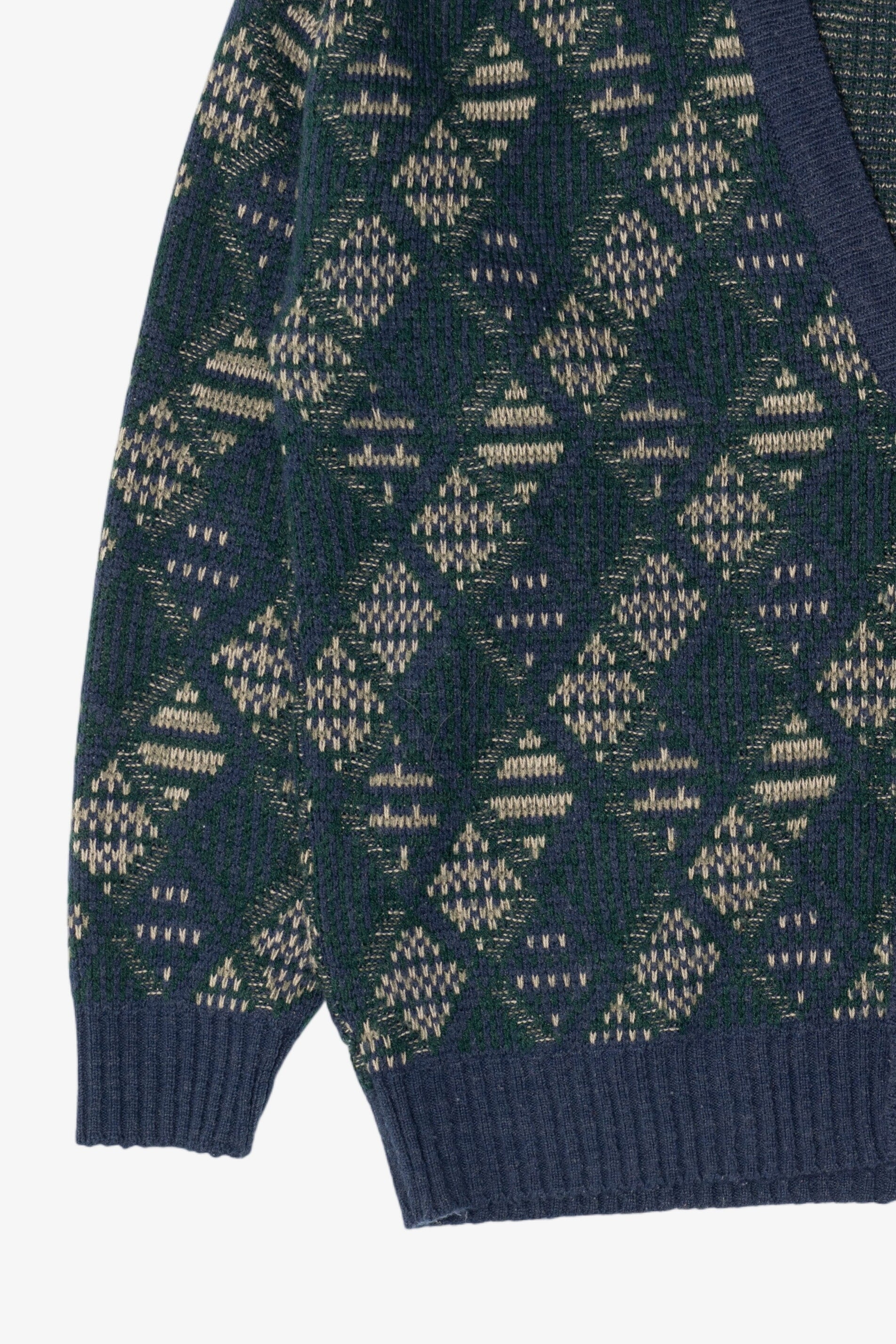 Vintage Blue Diamond Pattern Claybrooke Cardigan Sweater (1980s)