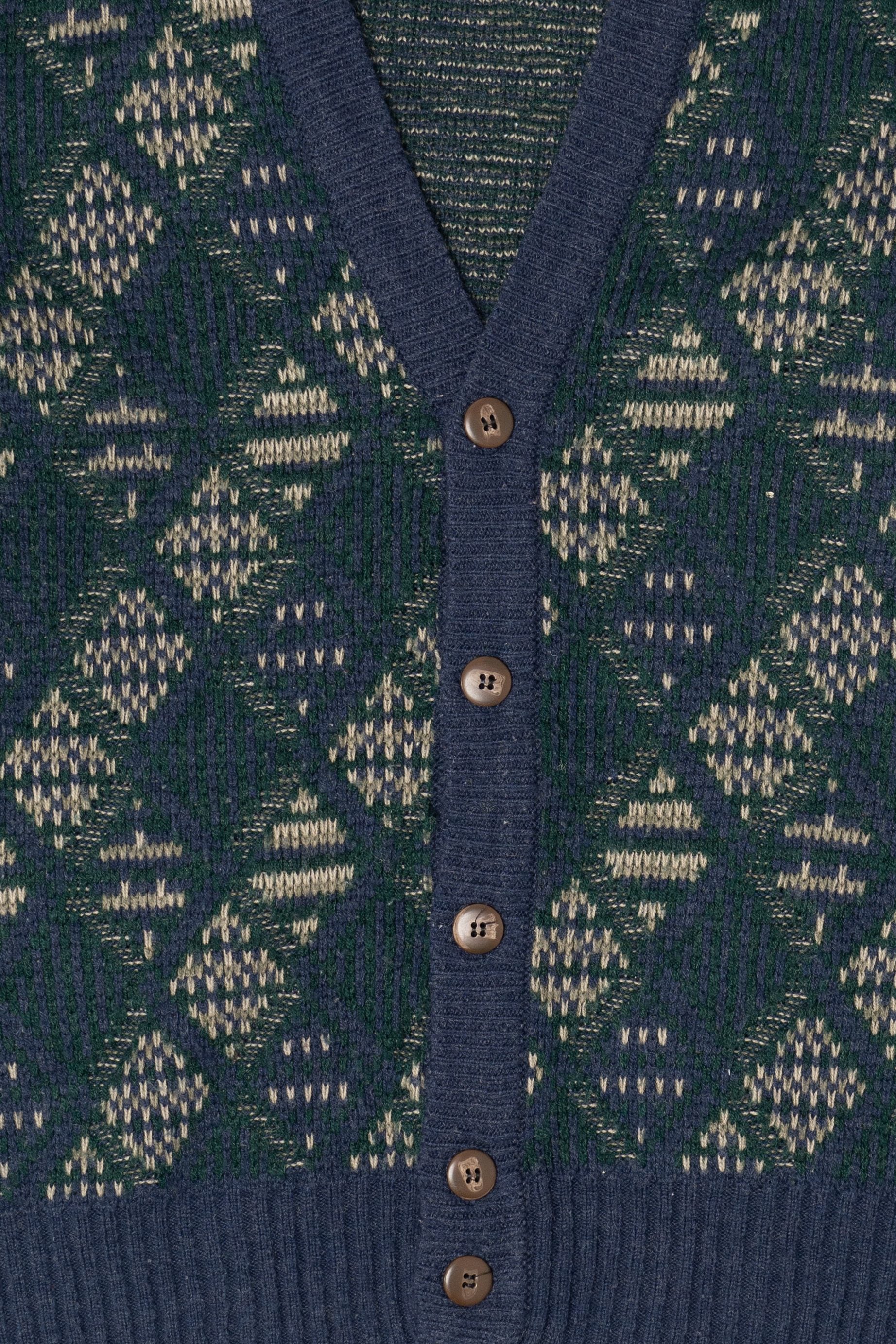 Vintage Blue Diamond Pattern Claybrooke Cardigan Sweater (1980s