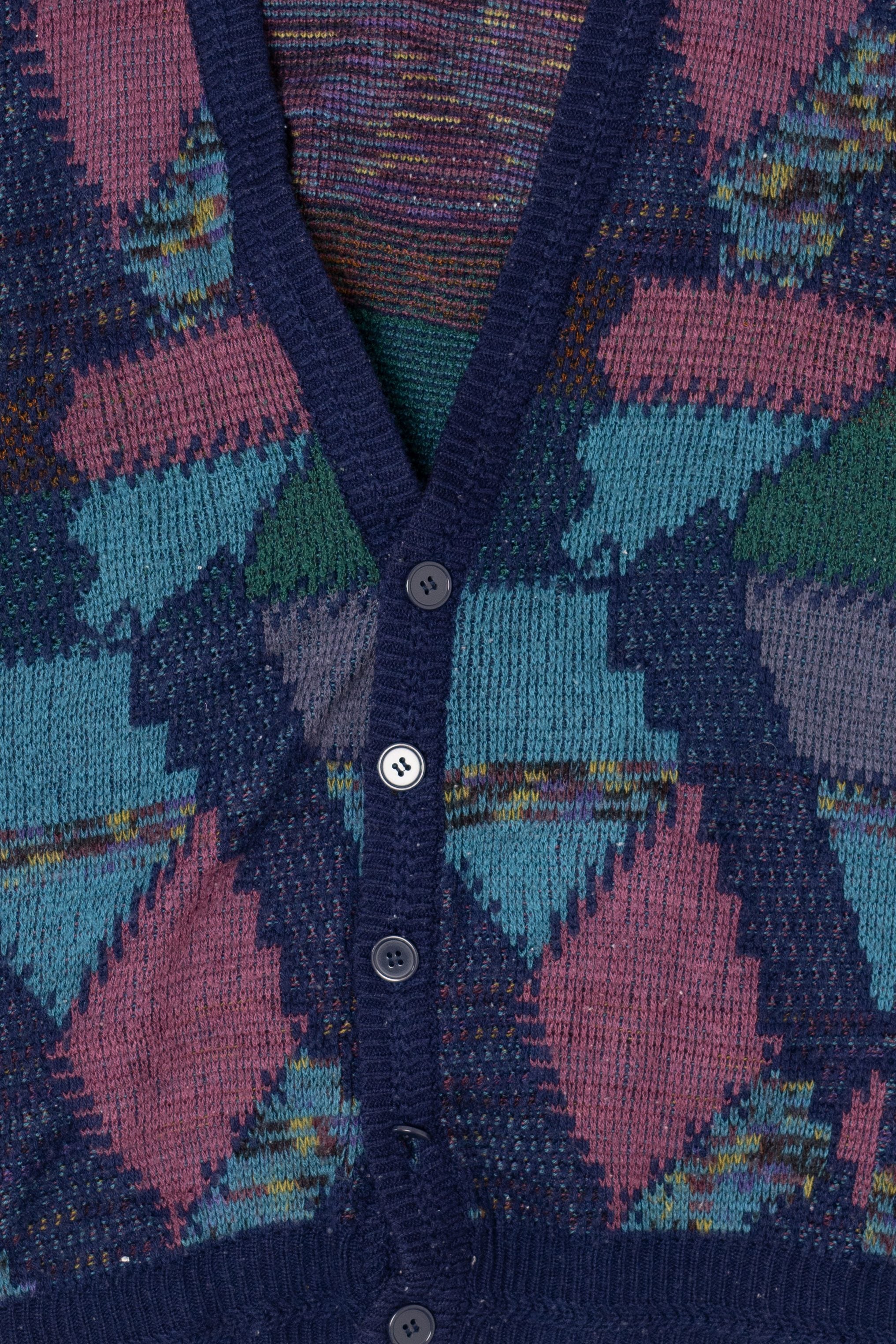 Vintage Blue City Streets Cardigan Sweater (1980s)