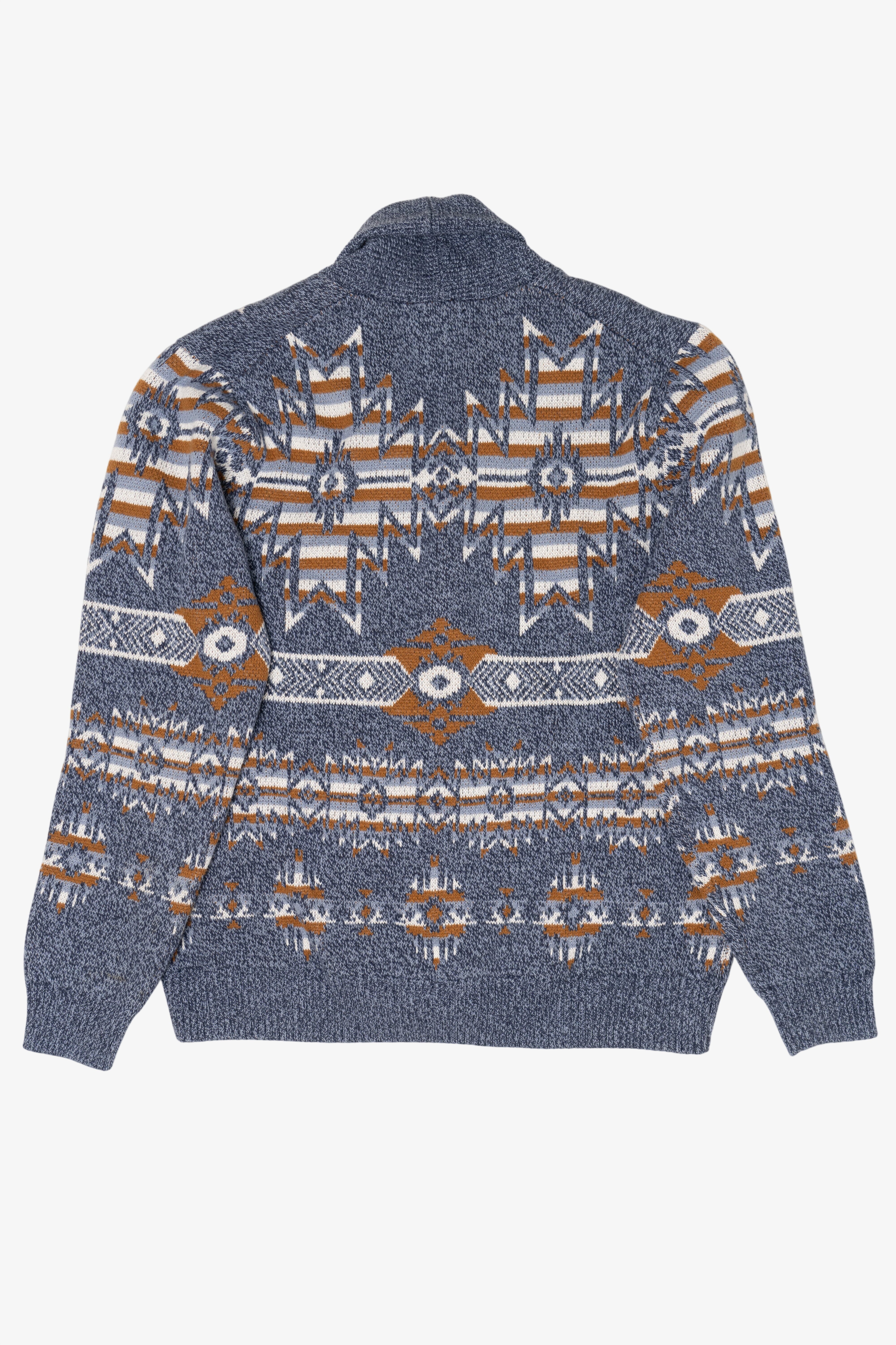 Blue Southwestern Pattern Rown Cardigan Sweater (2010s)