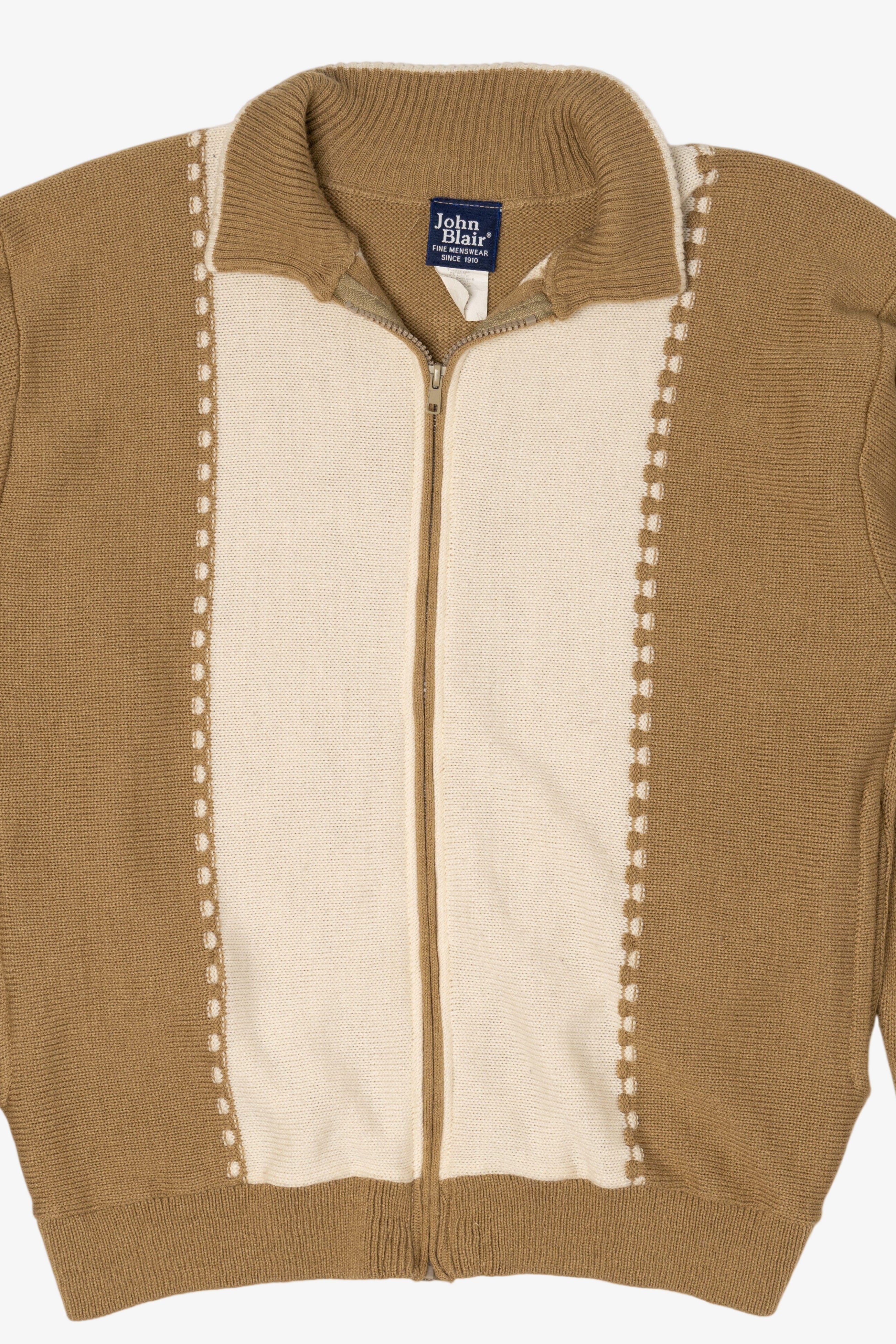 Vintage Beige John Blair Zip Up Sweater (1990s)