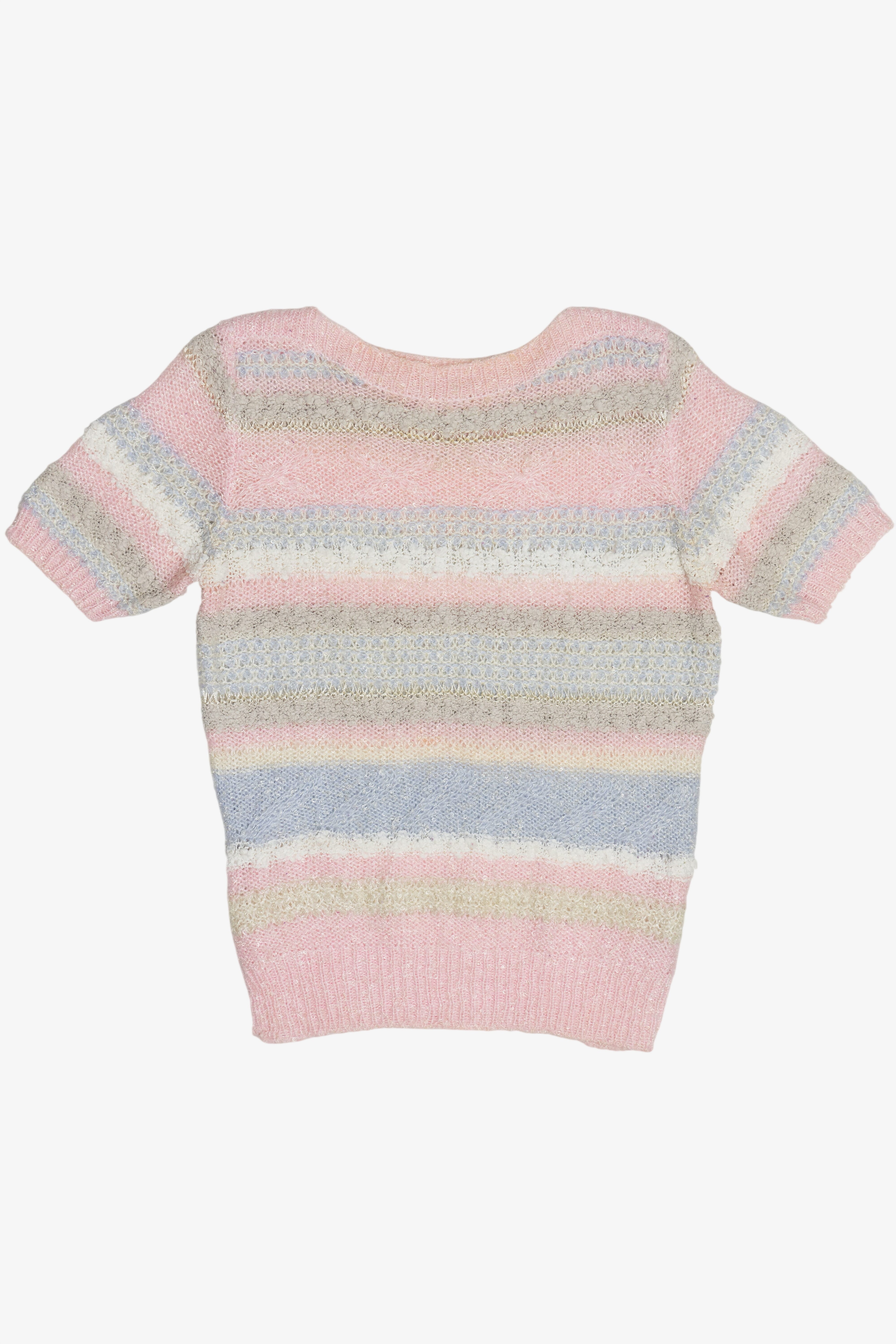 Vintage Country Suburbans Pastel Knit Short Sleeve Sweater (1980s)