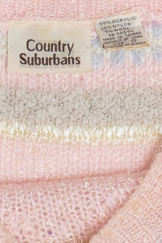 Vintage Country Suburbans Pastel Knit Short Sleeve Sweater (1980s)