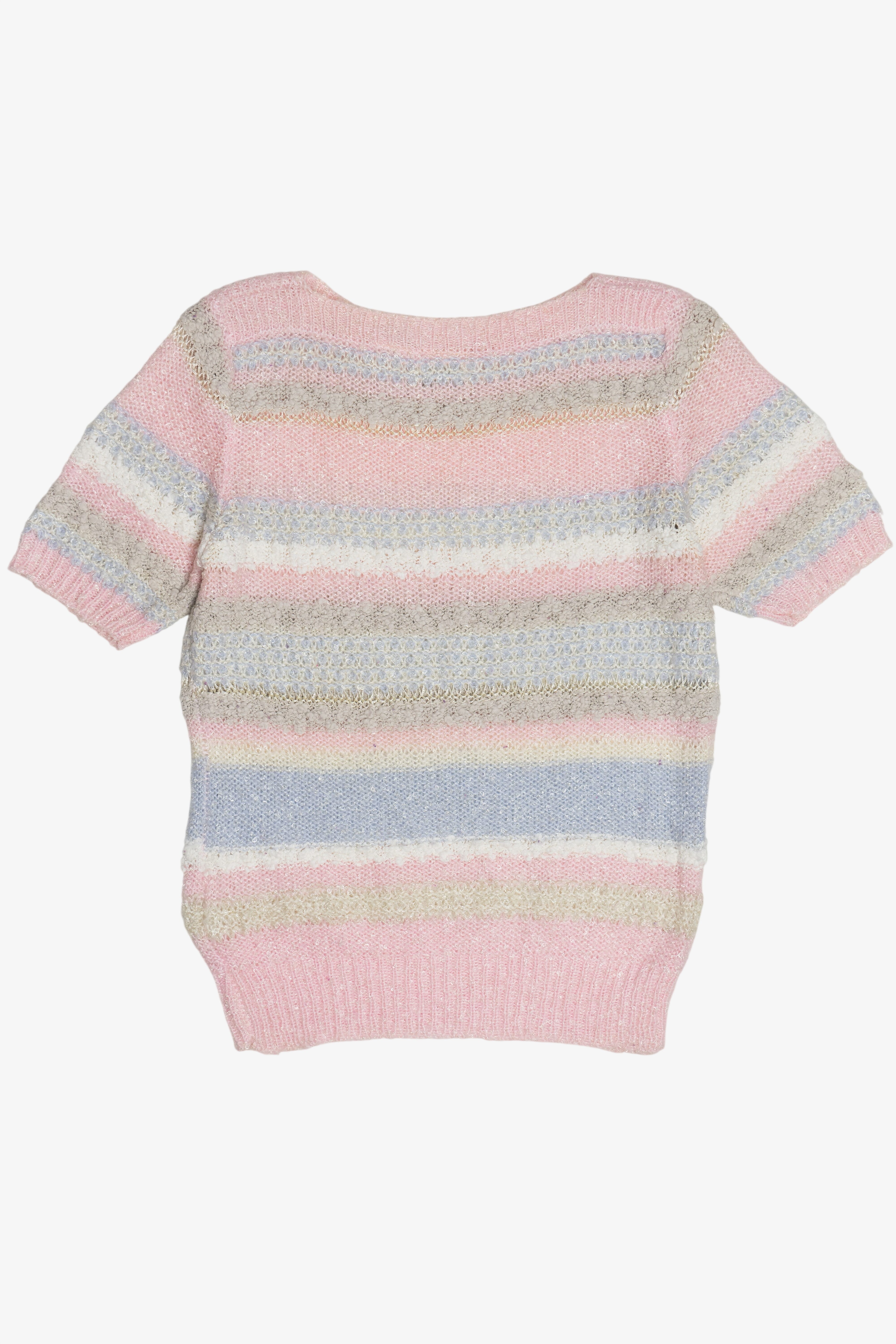 Vintage Country Suburbans Pastel Knit Short Sleeve Sweater (1980s)
