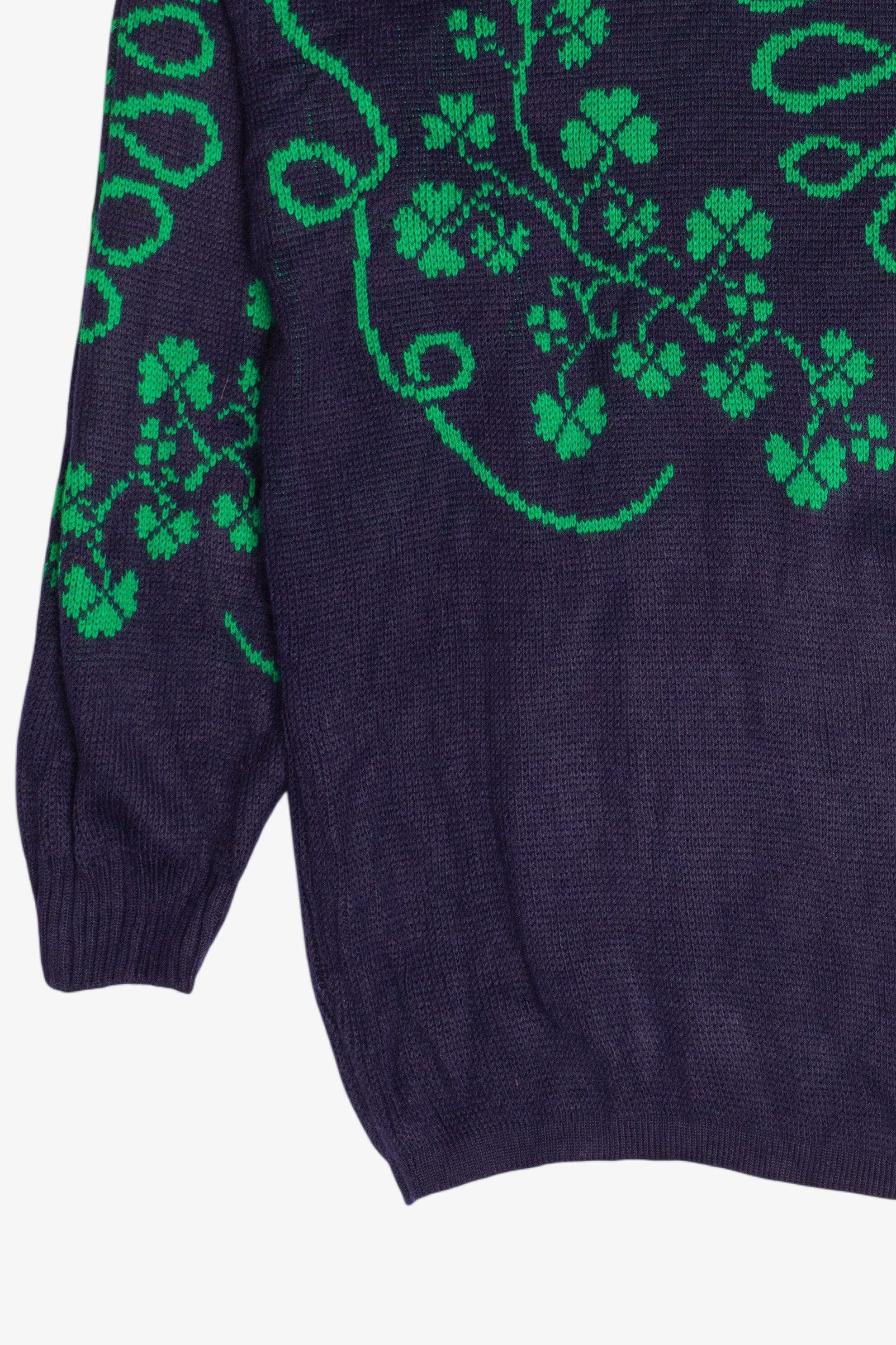 Vintage Emerald Isle Four Leaf Clover Knit Sweater Made In Ireland (1990s)