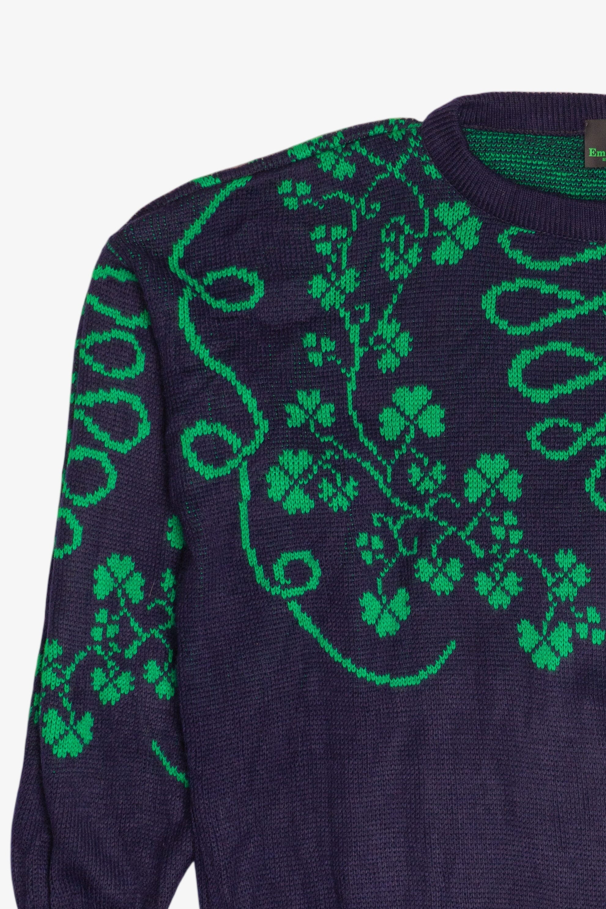Vintage Emerald Isle Four Leaf Clover Knit Sweater Made In Ireland (1990s)