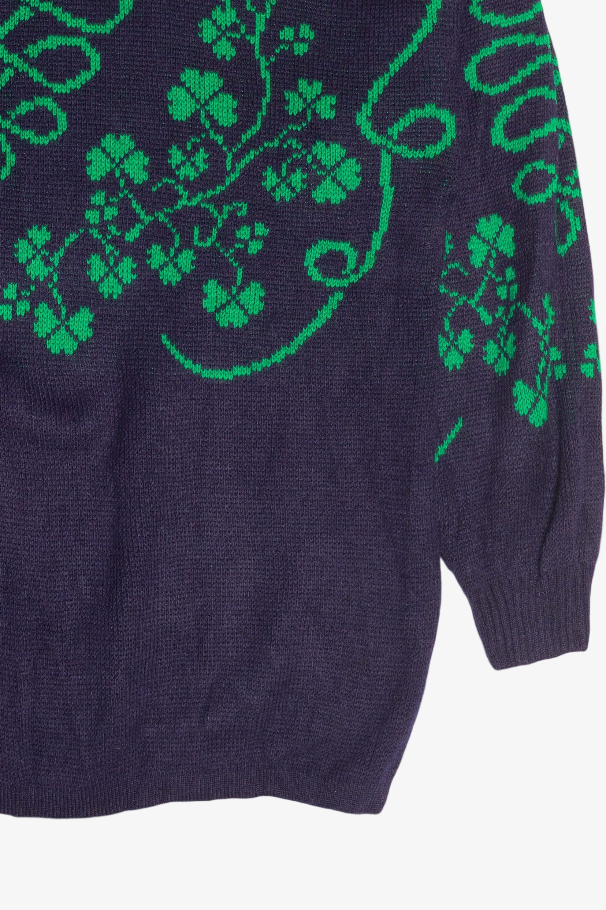 Vintage Emerald Isle Four Leaf Clover Knit Sweater Made In Ireland (1990s)