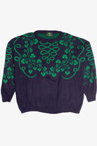 Vintage Emerald Isle Four Leaf Clover Knit Sweater Made In Ireland (1990s)