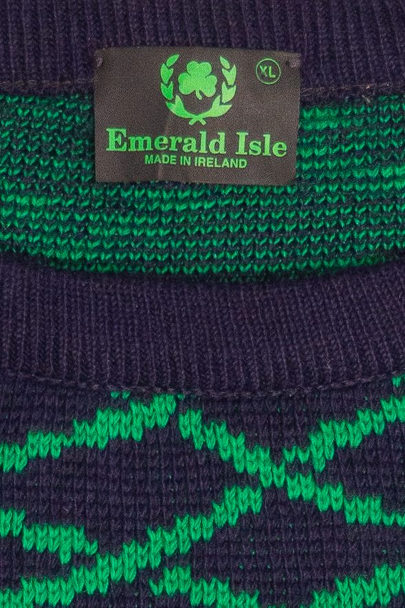 Vintage Emerald Isle Four Leaf Clover Knit Sweater Made In Ireland (1990s)