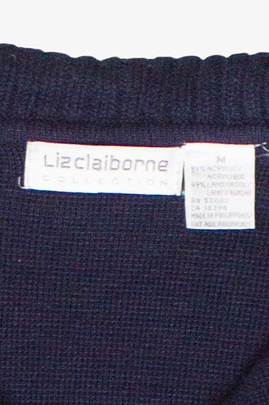 Vintage Navy Liz Claiborne Double Breasted Cardigan Sweater (2000s) 