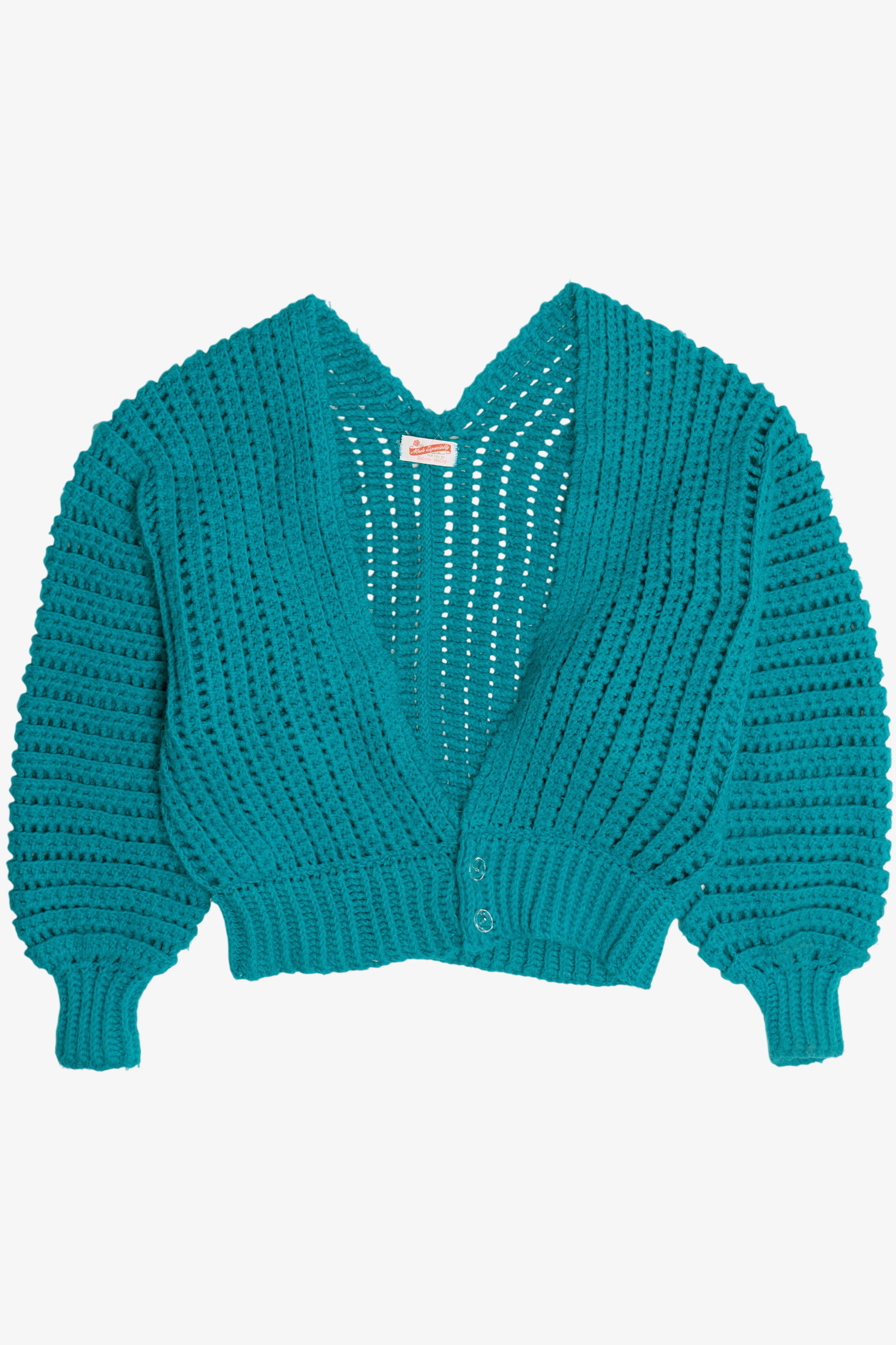 Vintage Soft Hand Knit Dolman Sleeve Deep V-Neck Cardigan (1990s)