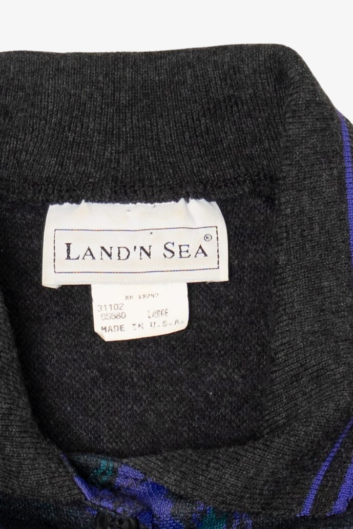 Vintage Dark Gray Land'n Sea Floral Sweater (1980s)