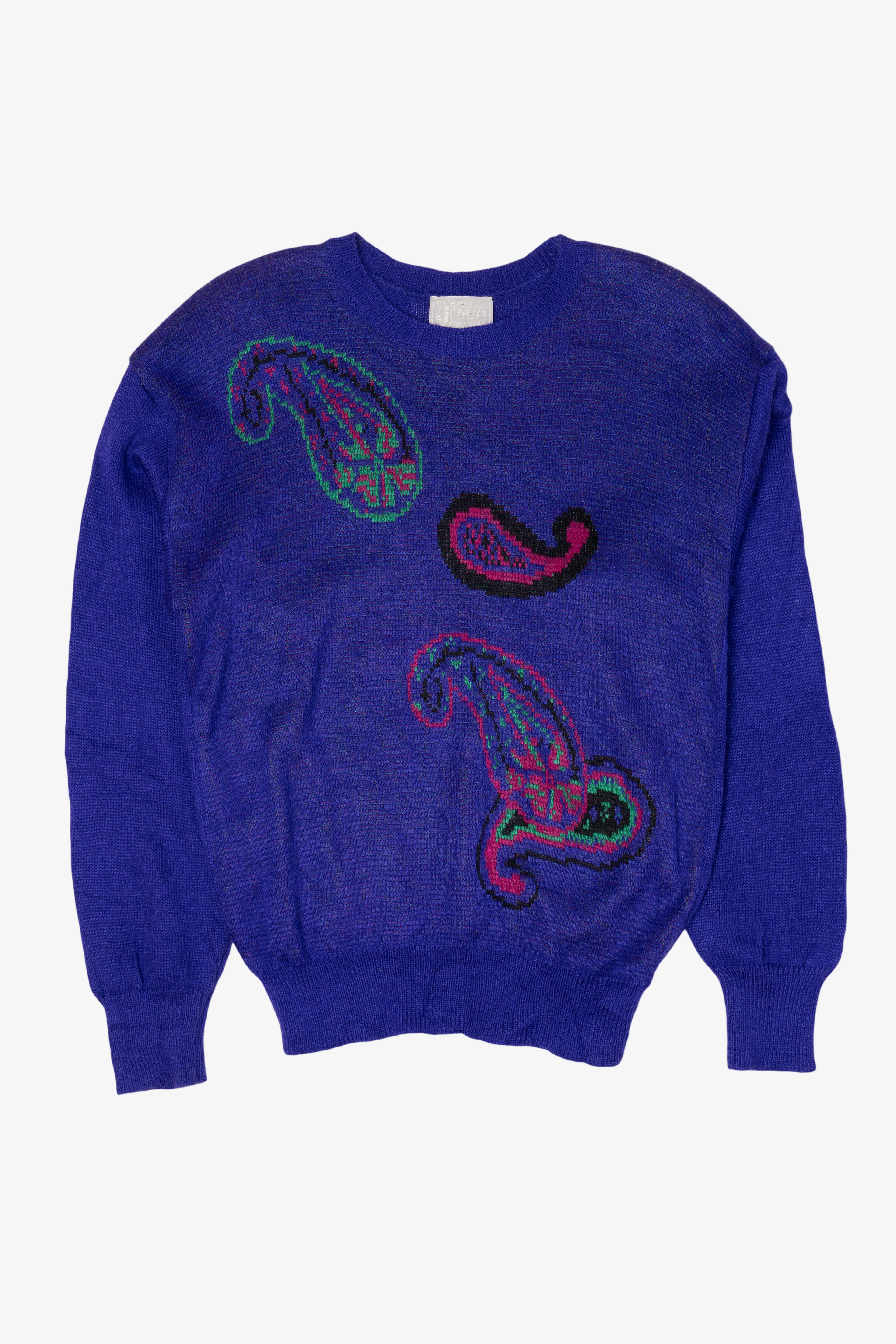 Vintage Blue Paisley Joyce Sweater (1990s)