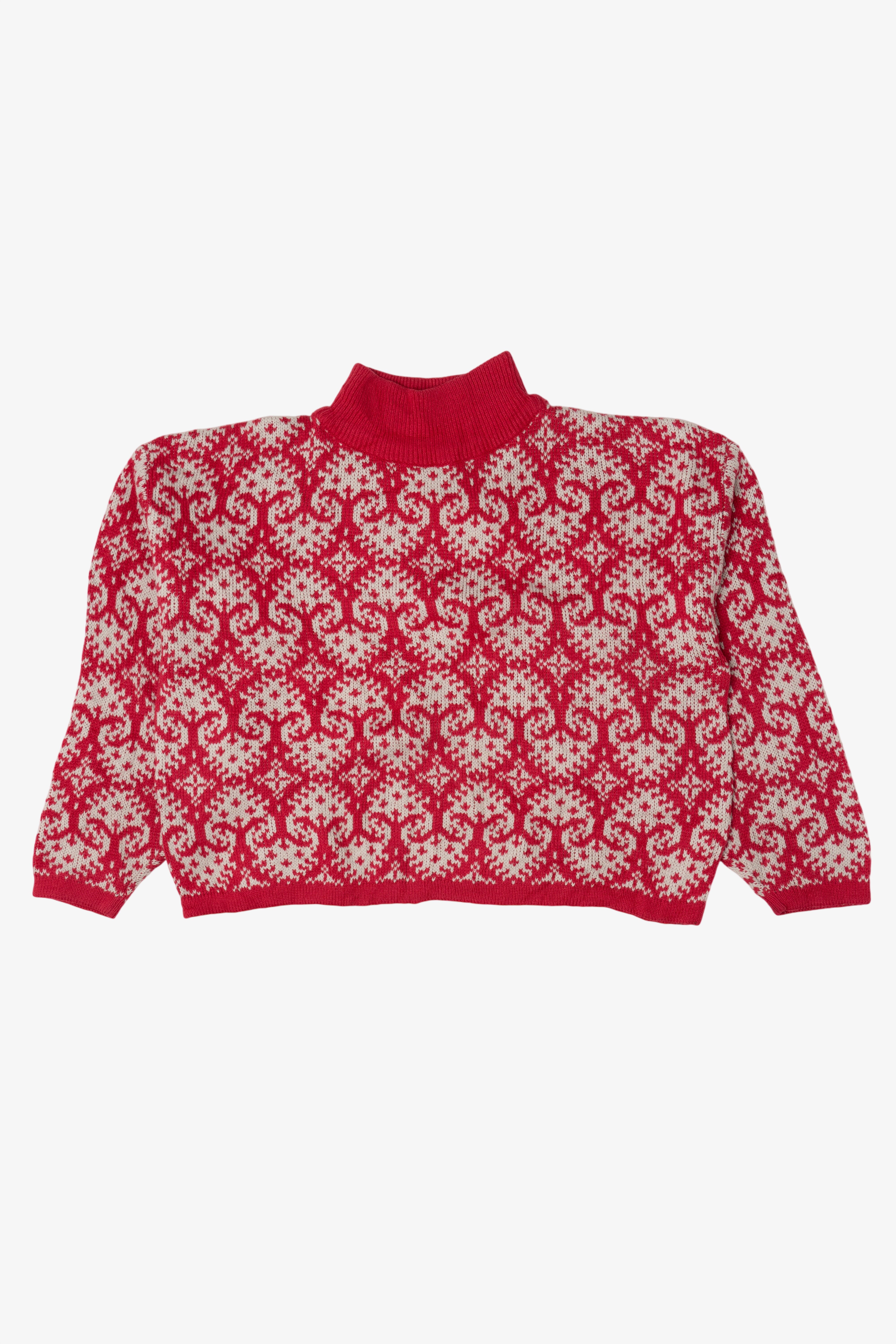 Vintage Red Joan Harper Boxy Cropped Turtle Neck Sweater (1980s