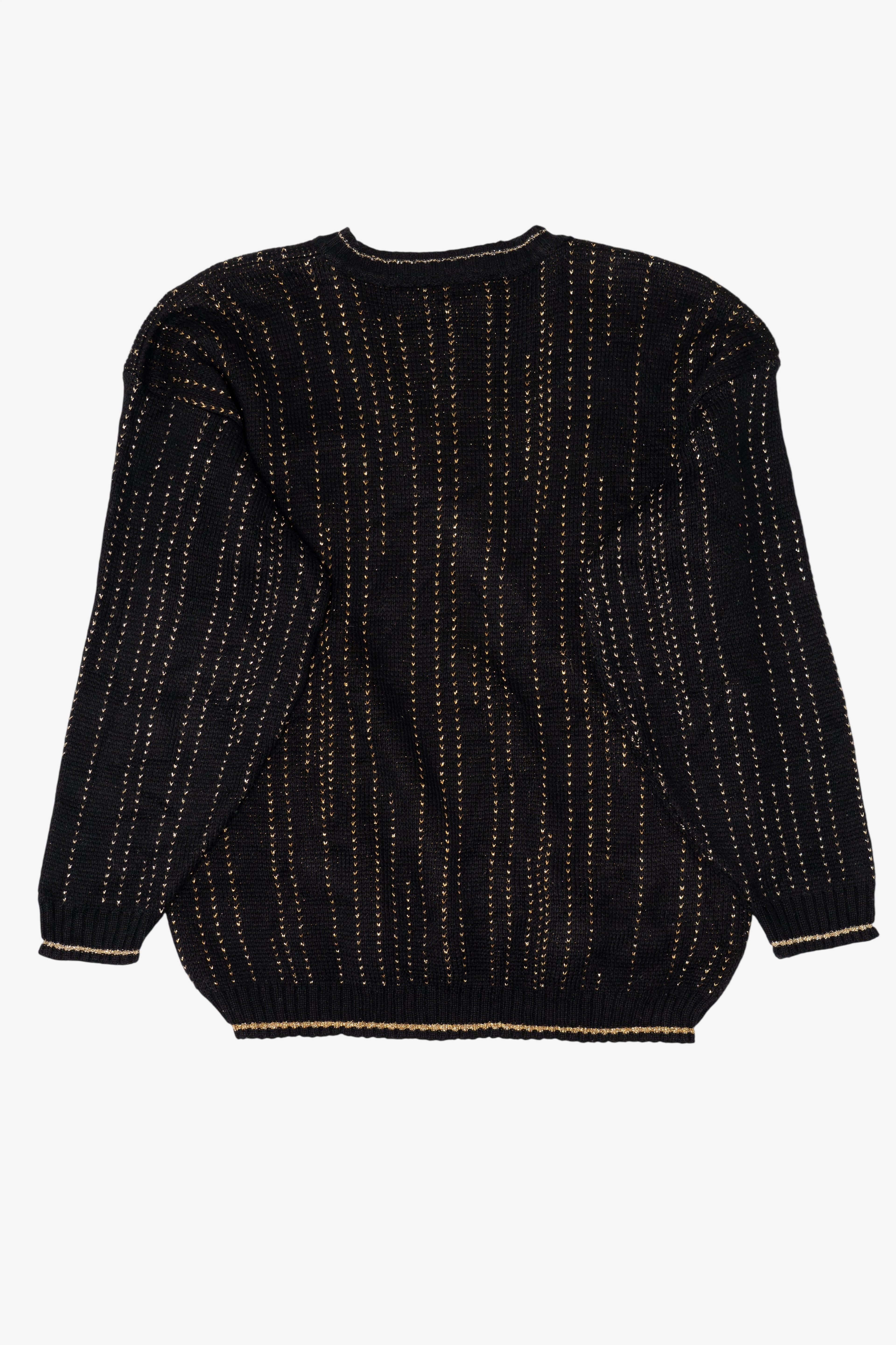 Vintage Black And Gold Rose Ellen D. Sweater (1980s)